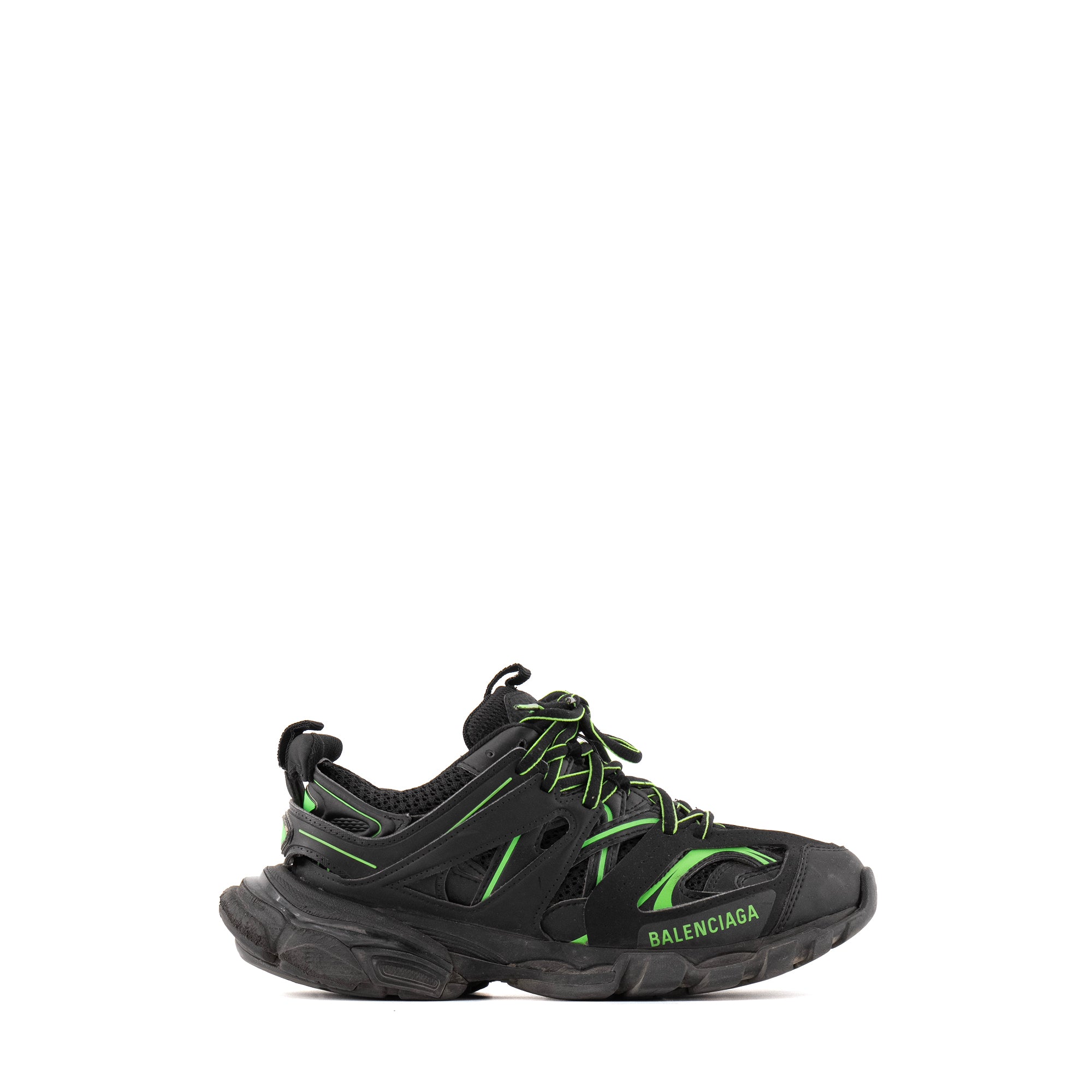BALENCIAGA TRACK スニーカー ブラック/グリーン BALENCIAGA - Pre-owned Balenciaga Track leather sneakers in black