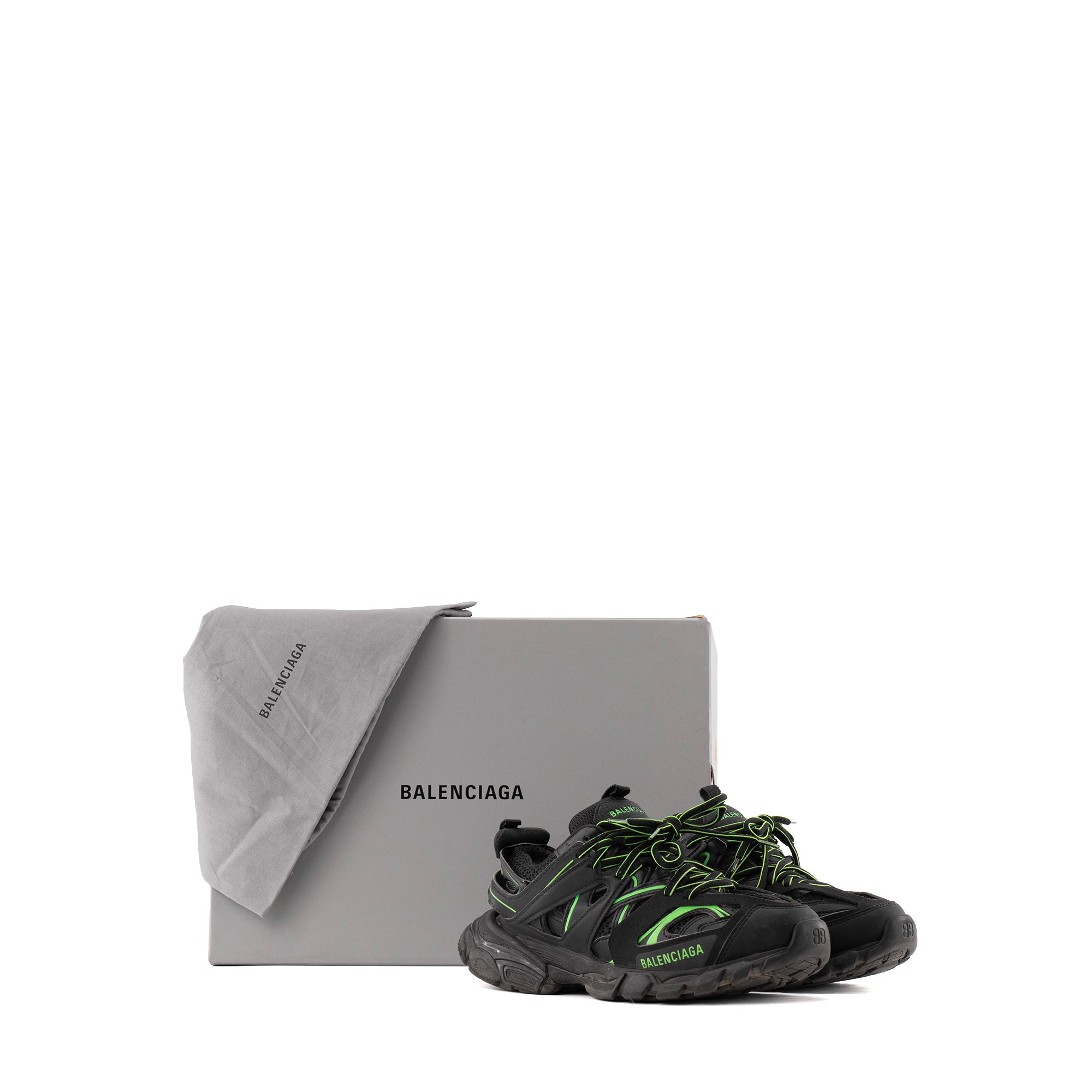 BALENCIAGA - Sneakers Track Balenciaga en cuir noir et vert (T37)