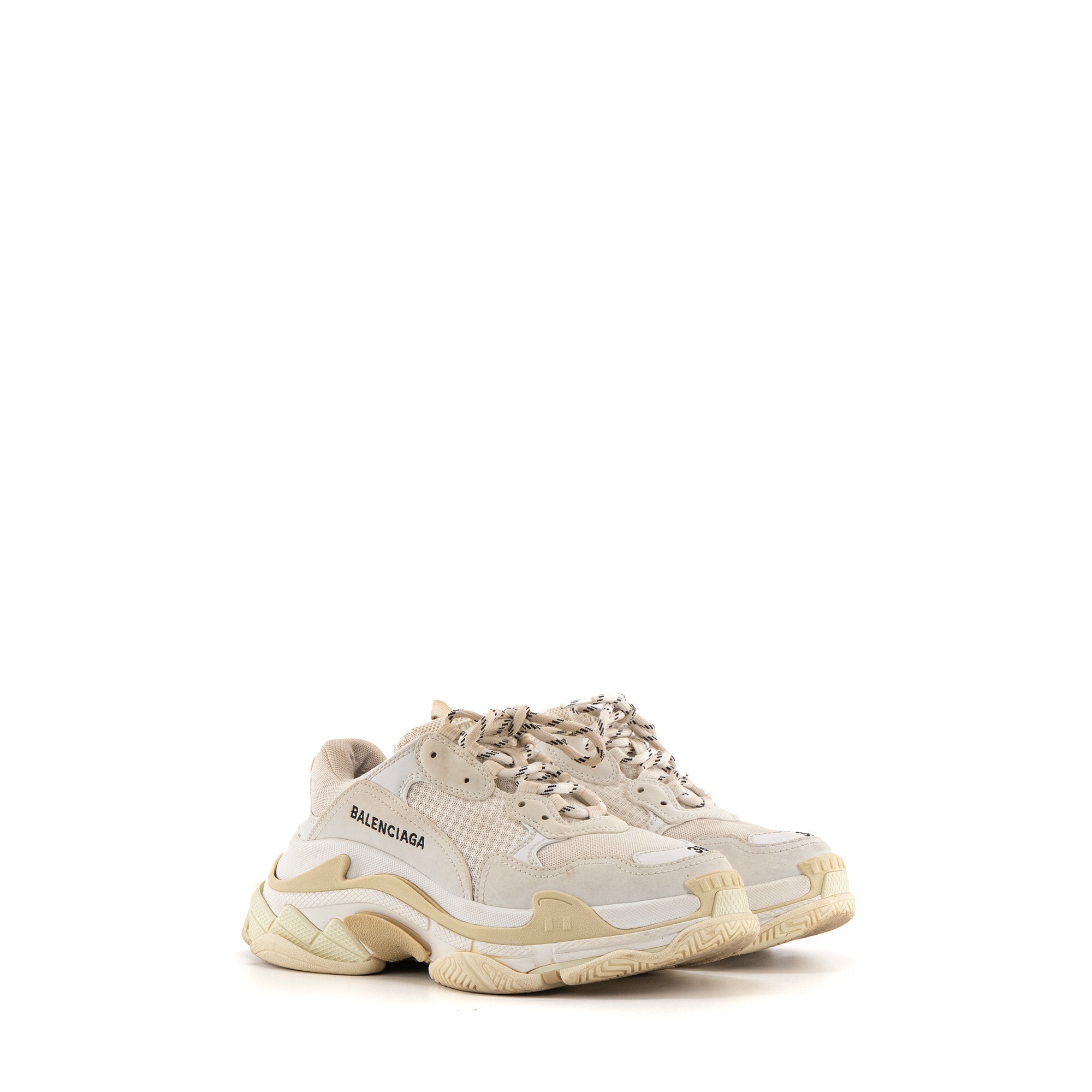 BALENCIAGA - Sneakers Triple S Balenciaga en toile et cuir beige (T38)