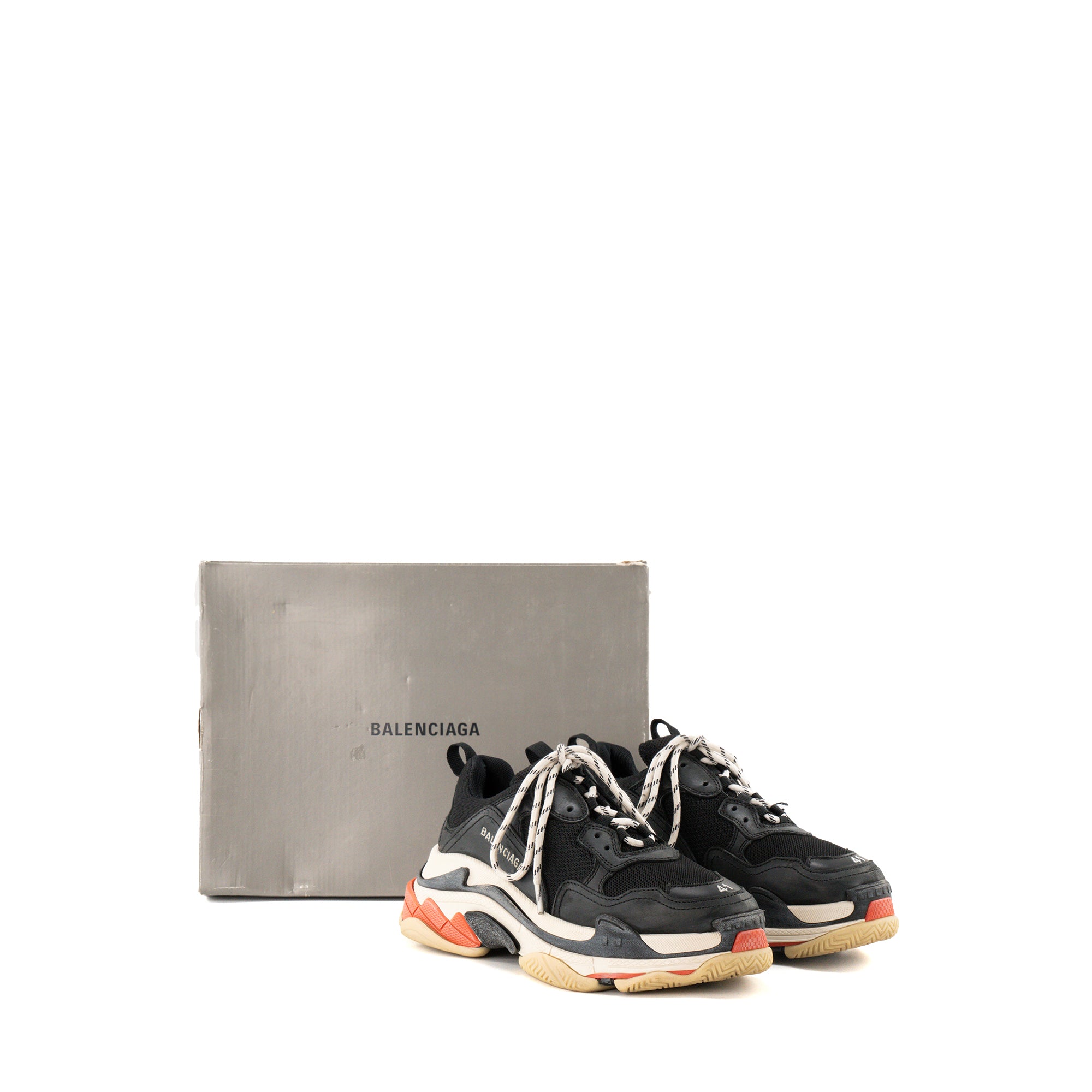 BALENCIAGA - Sneakers Triple S Balenciaga en toile et cuir noir (T41)