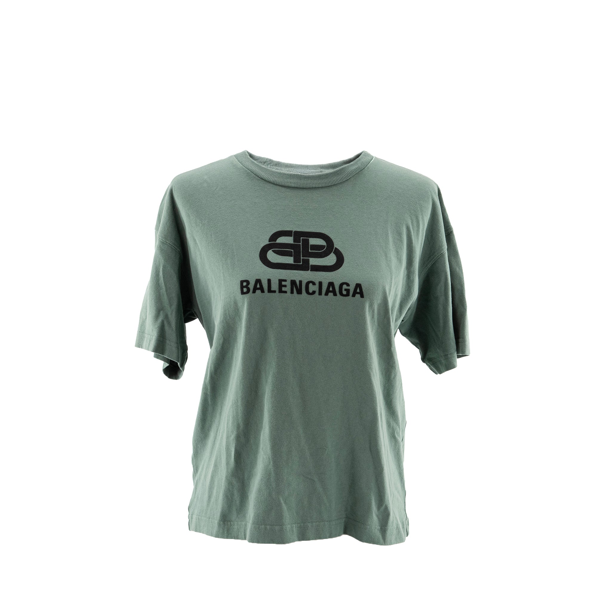 BALENCIAGA - Tee shirt BB Balenciaga en coton vert (XS)