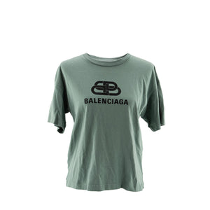 BALENCIAGA - Tee shirt BB Balenciaga en coton vert (XS)
