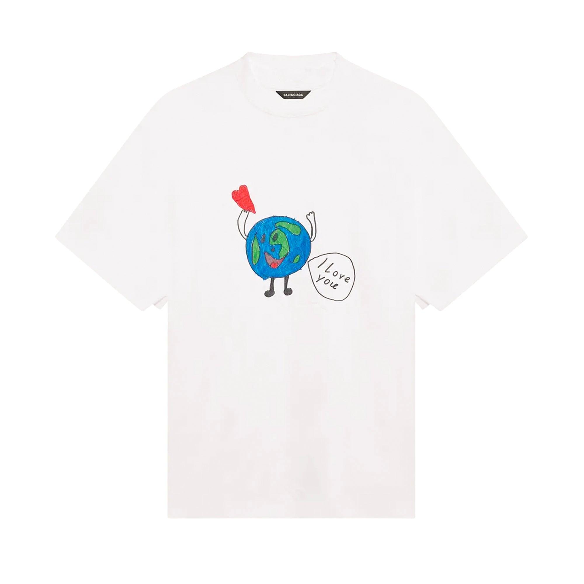 BALENCIAGA - Tee shirt oversize I Love Earth Balenciaga en coton blanc (S)