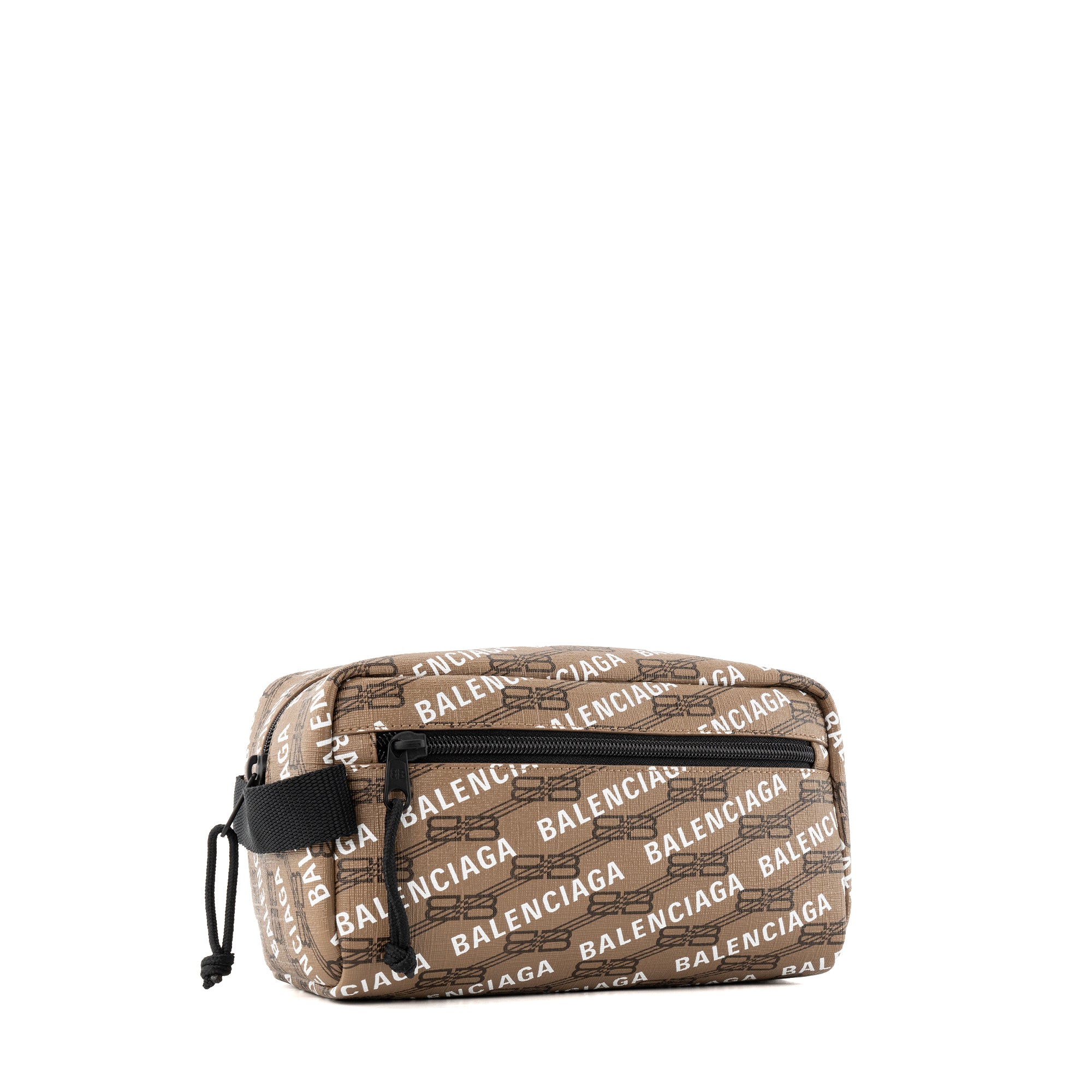 BALENCIAGA - Trousse de toilette Balenciaga en toile enduite marron