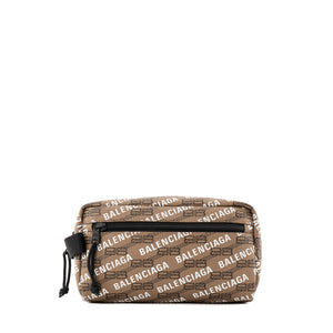 BALENCIAGA - Trousse de toilette Balenciaga en toile enduite marron