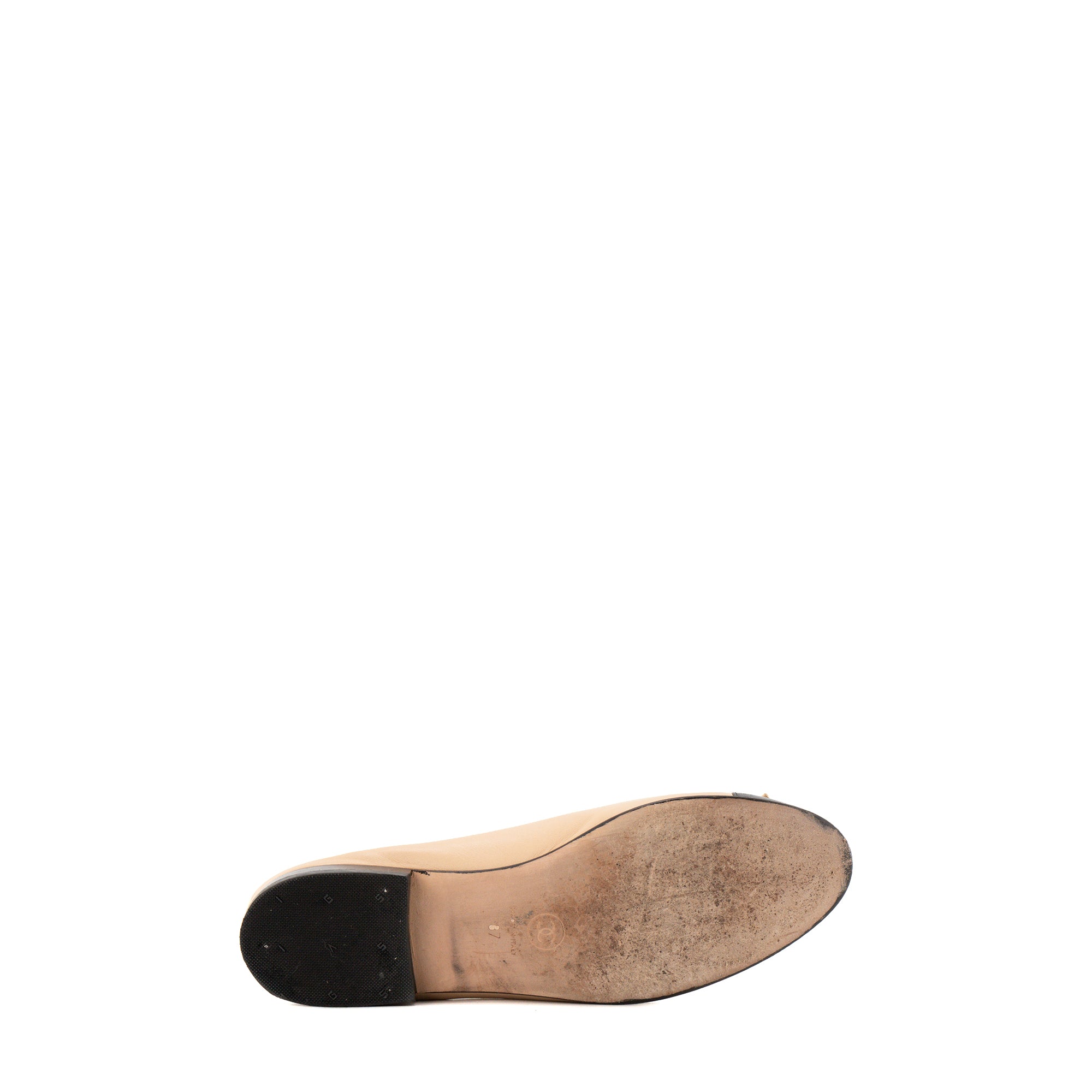 Ballerines Cambon Chanel en cuir lisse beige et noir (T37)
