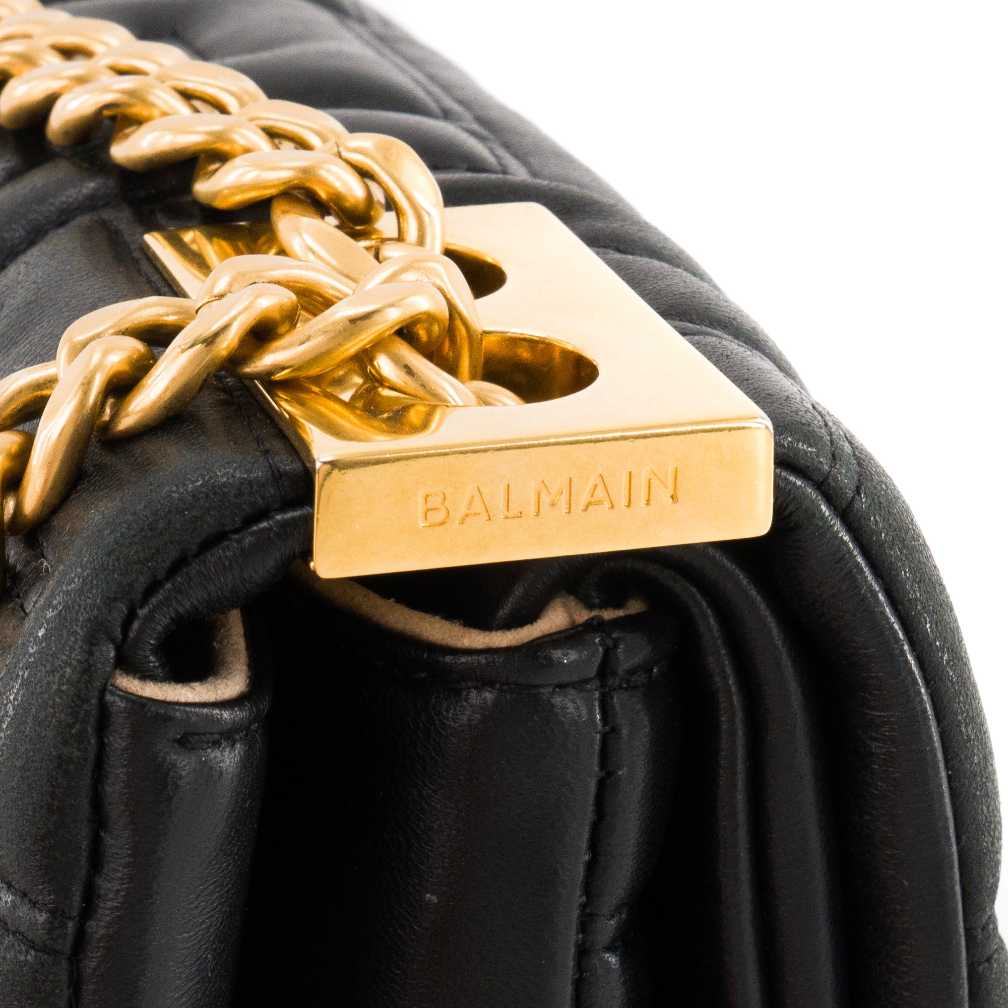 BALMAIN - Sac à bandoulière 1945 Soft Balmain en cuir matelassé noir