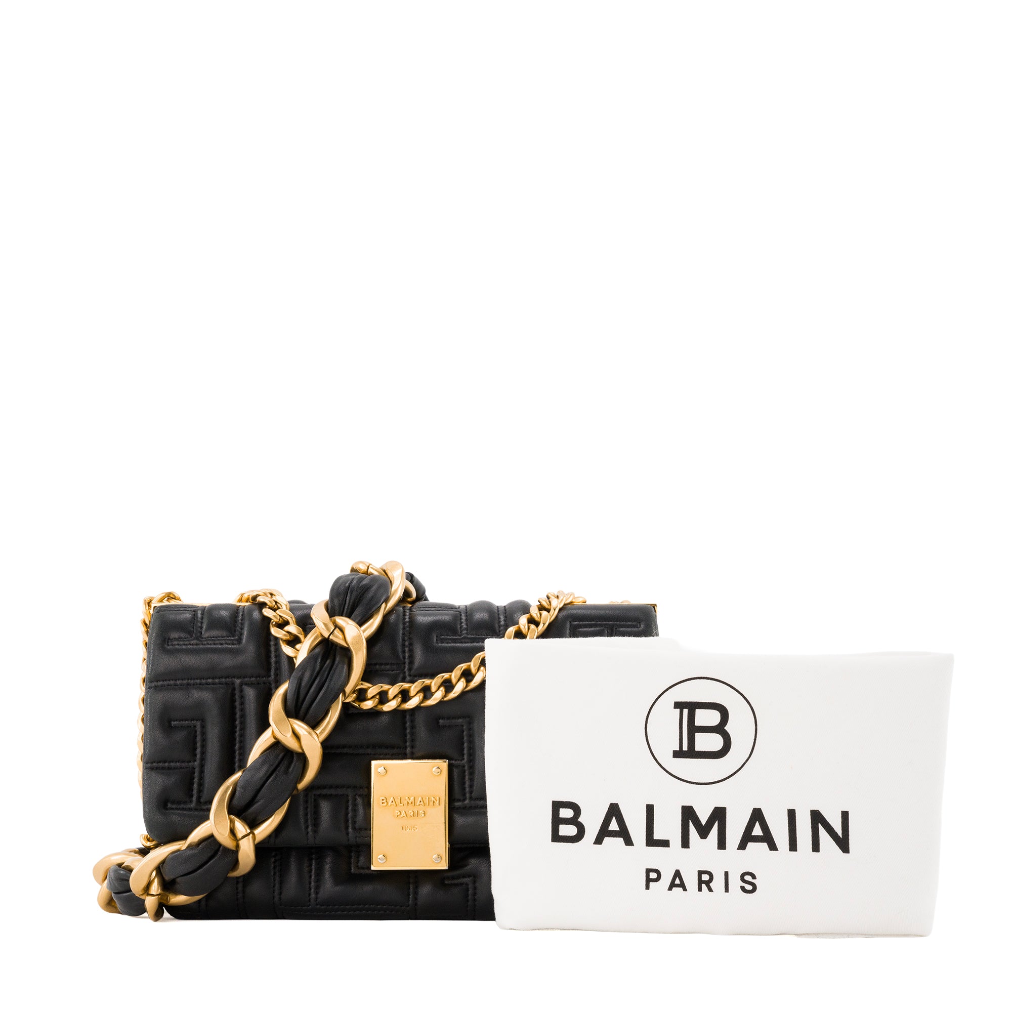 BALMAIN - Sac à bandoulière 1945 Soft Balmain en cuir matelassé noir