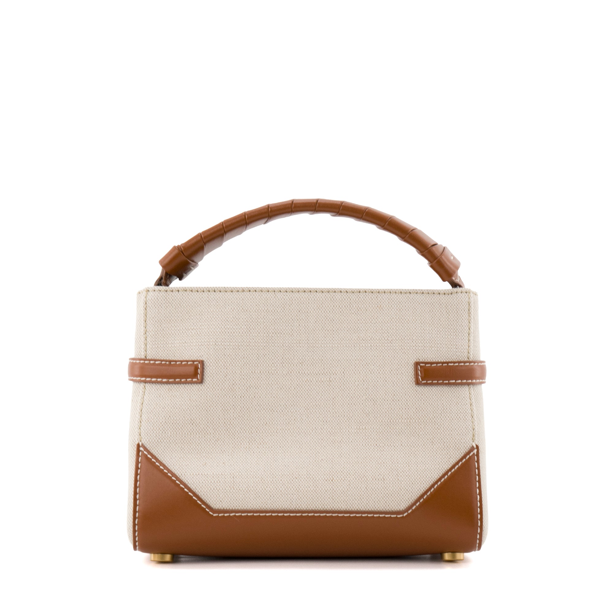 BALMAIN - Sac à bandoulière B-Buzz 22 Balmain en toile beige et cuir marron