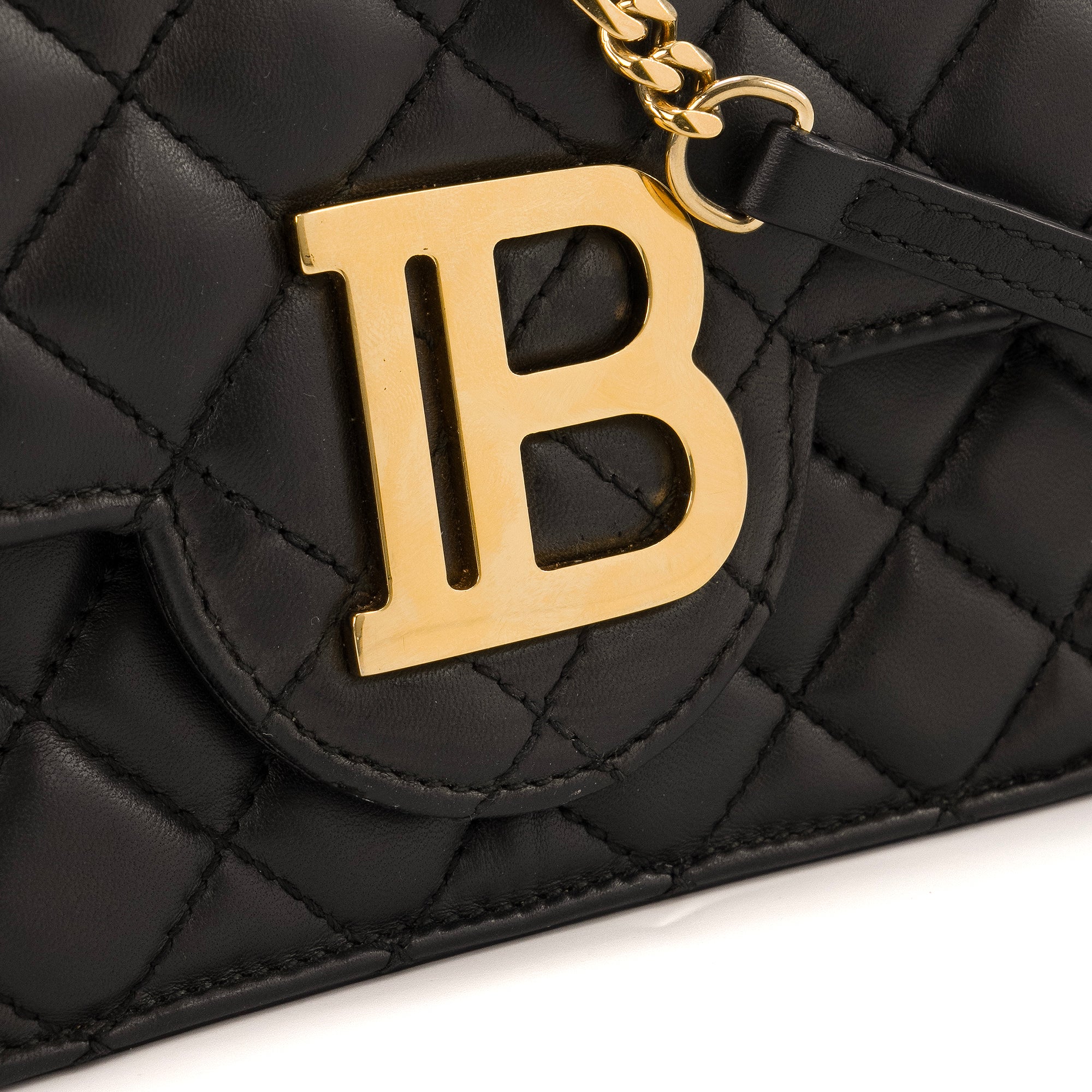 BALMAIN - Sac à bandoulière Wallet on Chain B-Buzz Balmain en cuir matelassé noir