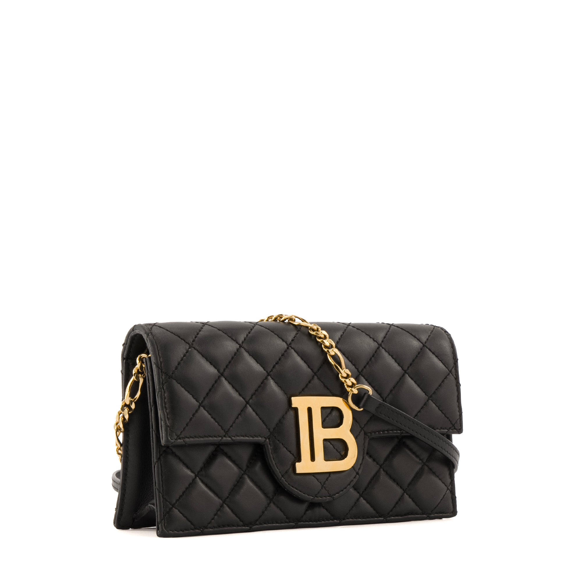 BALMAIN - Sac à bandoulière Wallet on Chain B-Buzz Balmain en cuir matelassé noir