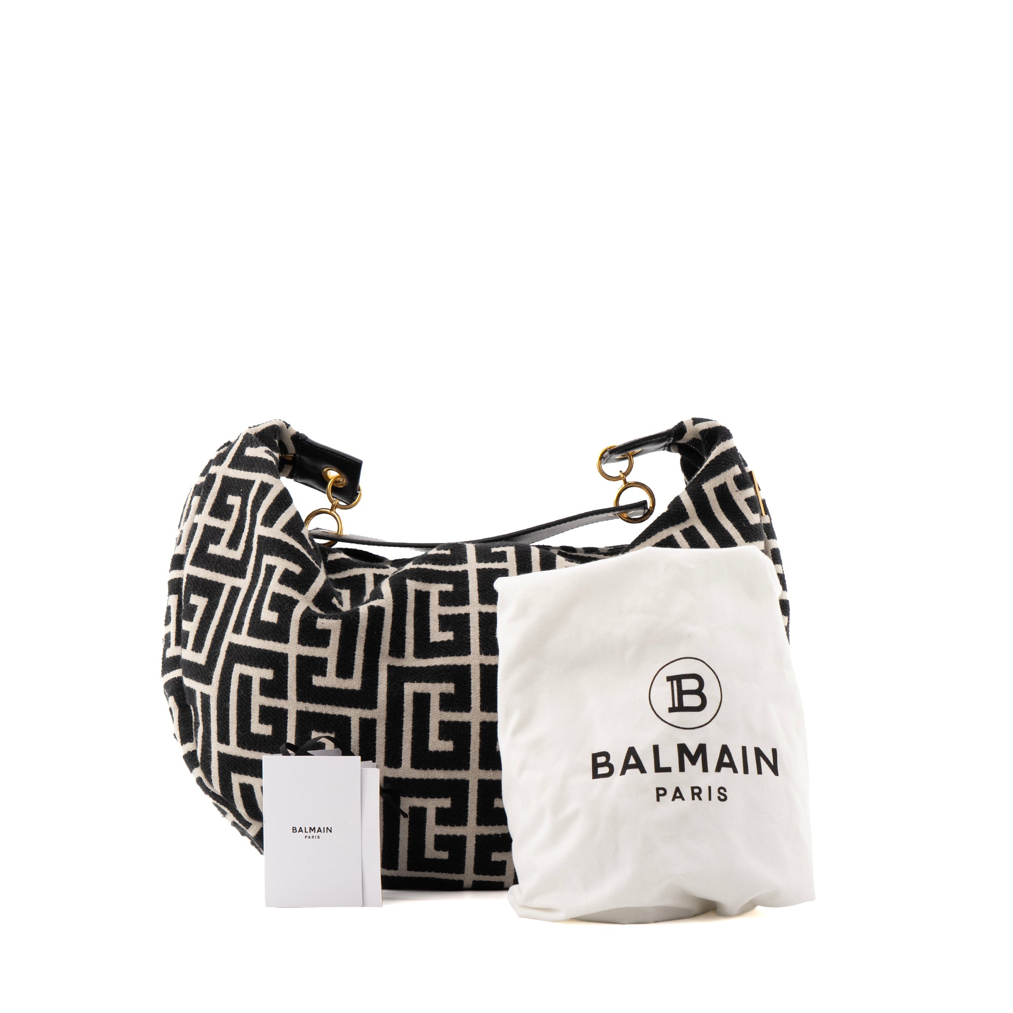 BALMAIN - Sac à épaule 1945 Soft Hobo Balmain en toile jacquard monogrammée