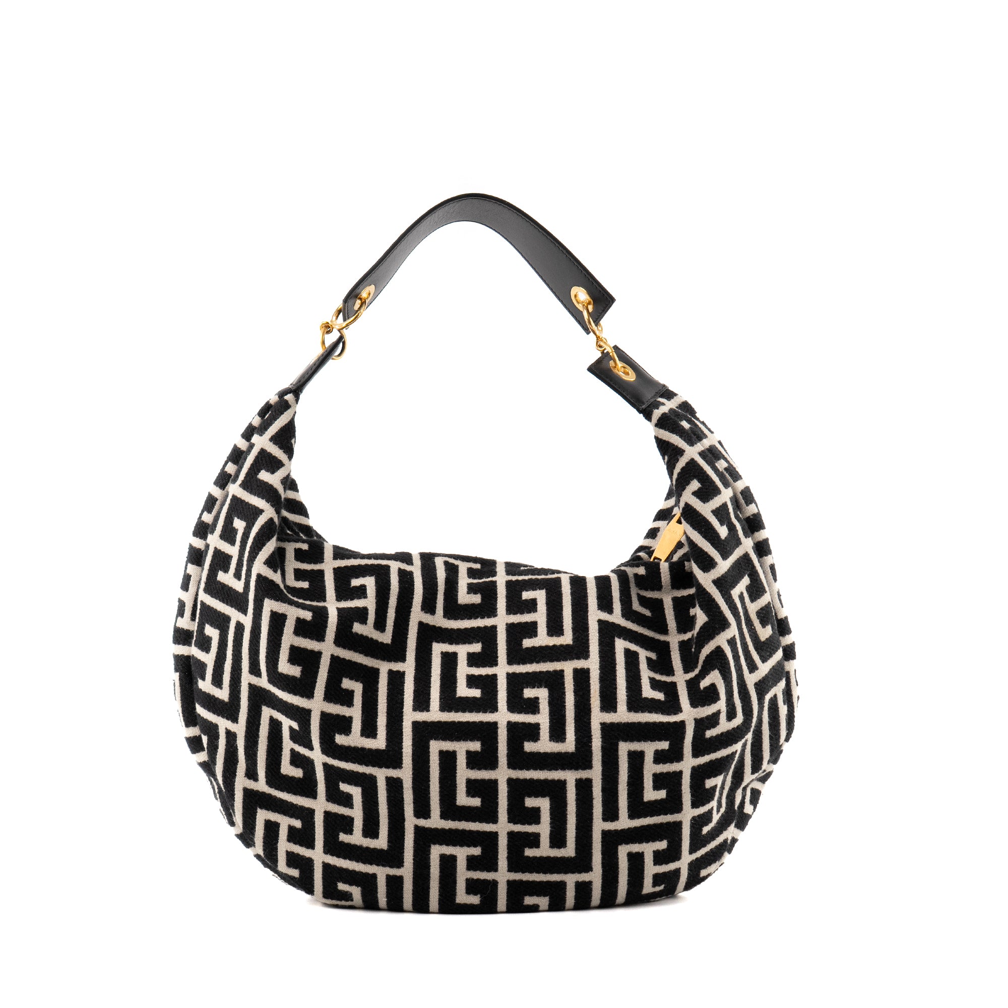 BALMAIN - Sac à épaule 1945 Soft Hobo Balmain en toile jacquard monogrammée