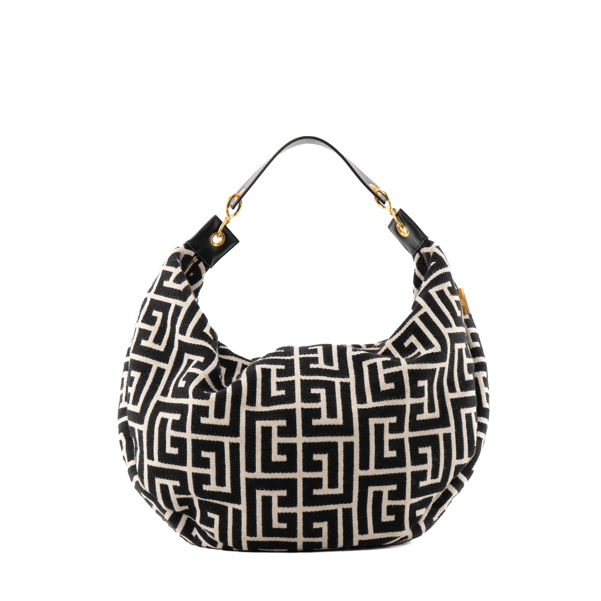 BALMAIN - Sac à épaule 1945 Soft Hobo Balmain en toile jacquard monogrammée