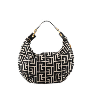 BALMAIN - Sac à épaule 1945 Soft Hobo Balmain en toile jacquard monogrammée