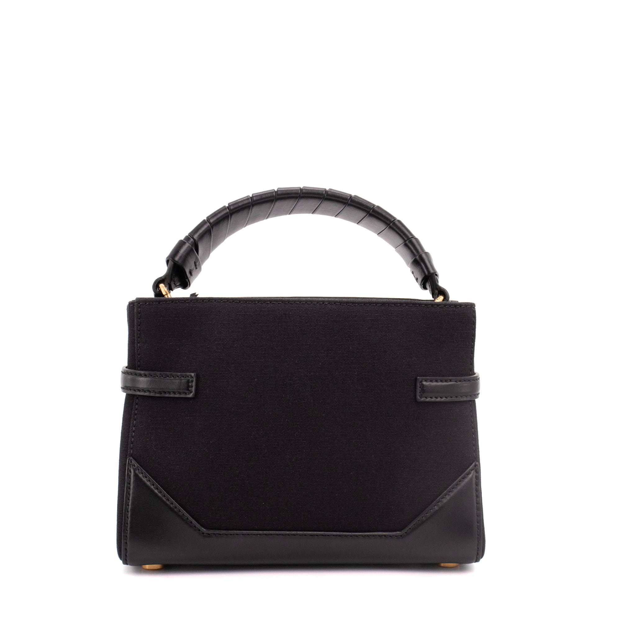 BALMAIN - Sac à main BBuzz Balmain en toile et cuir noir