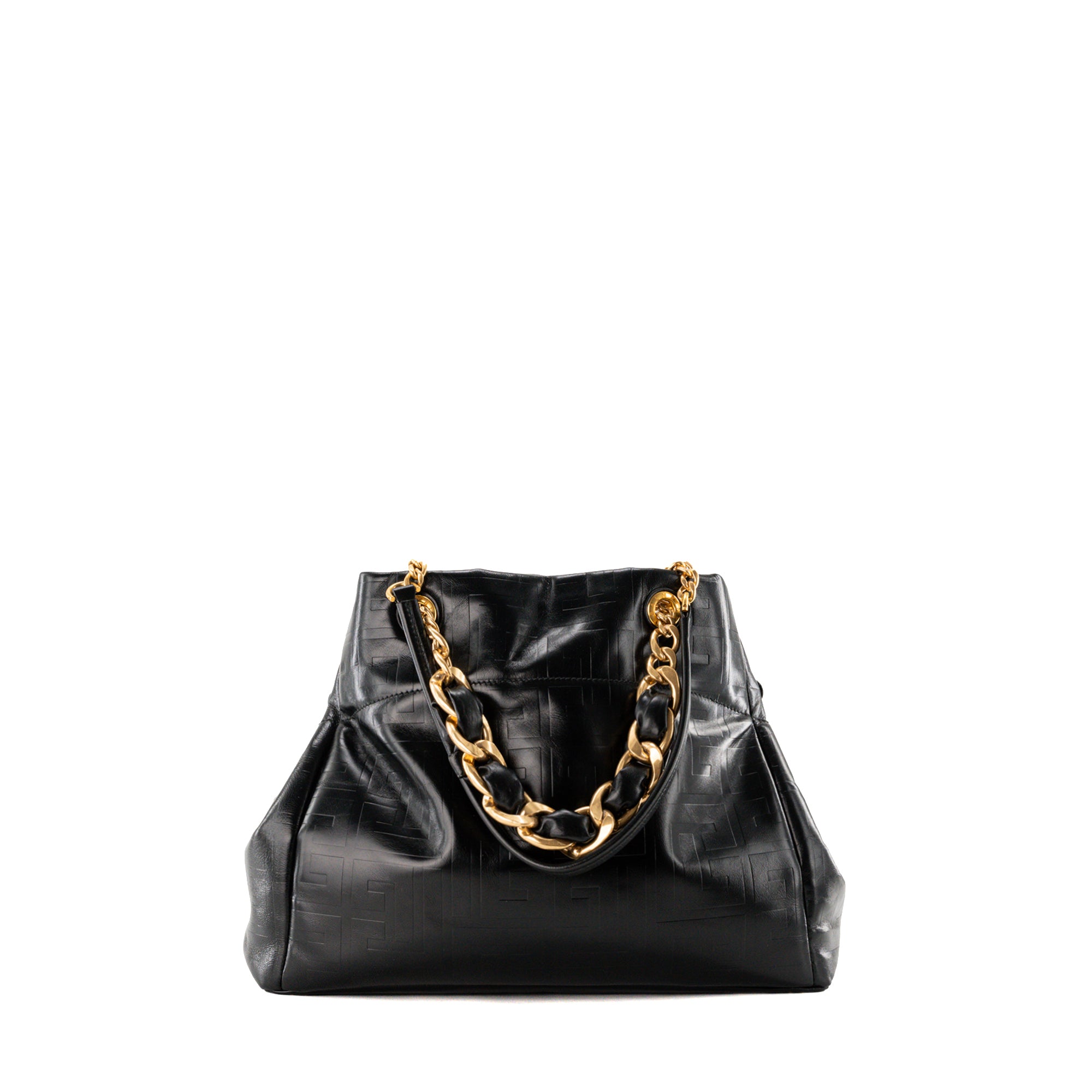 BALMAIN - Sac Cabas 1945 Soft Balmain en cuir froissé noir