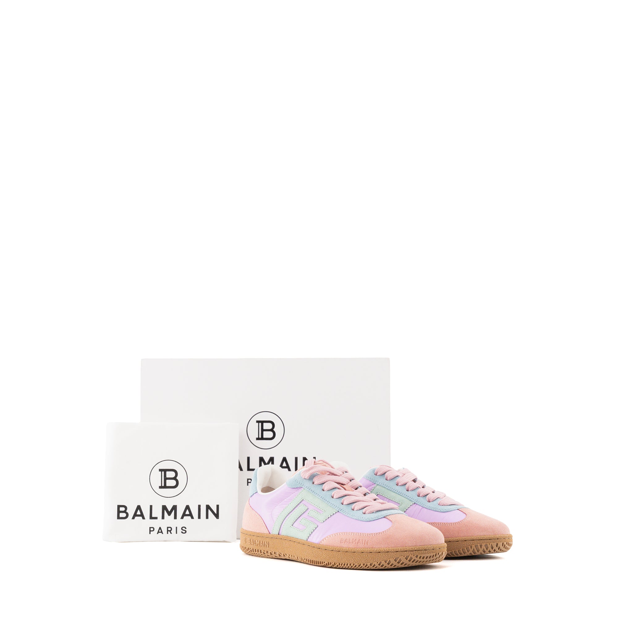 BALMAIN - Sneakers Swan Balmain en toile et daim multicolore (T38)
