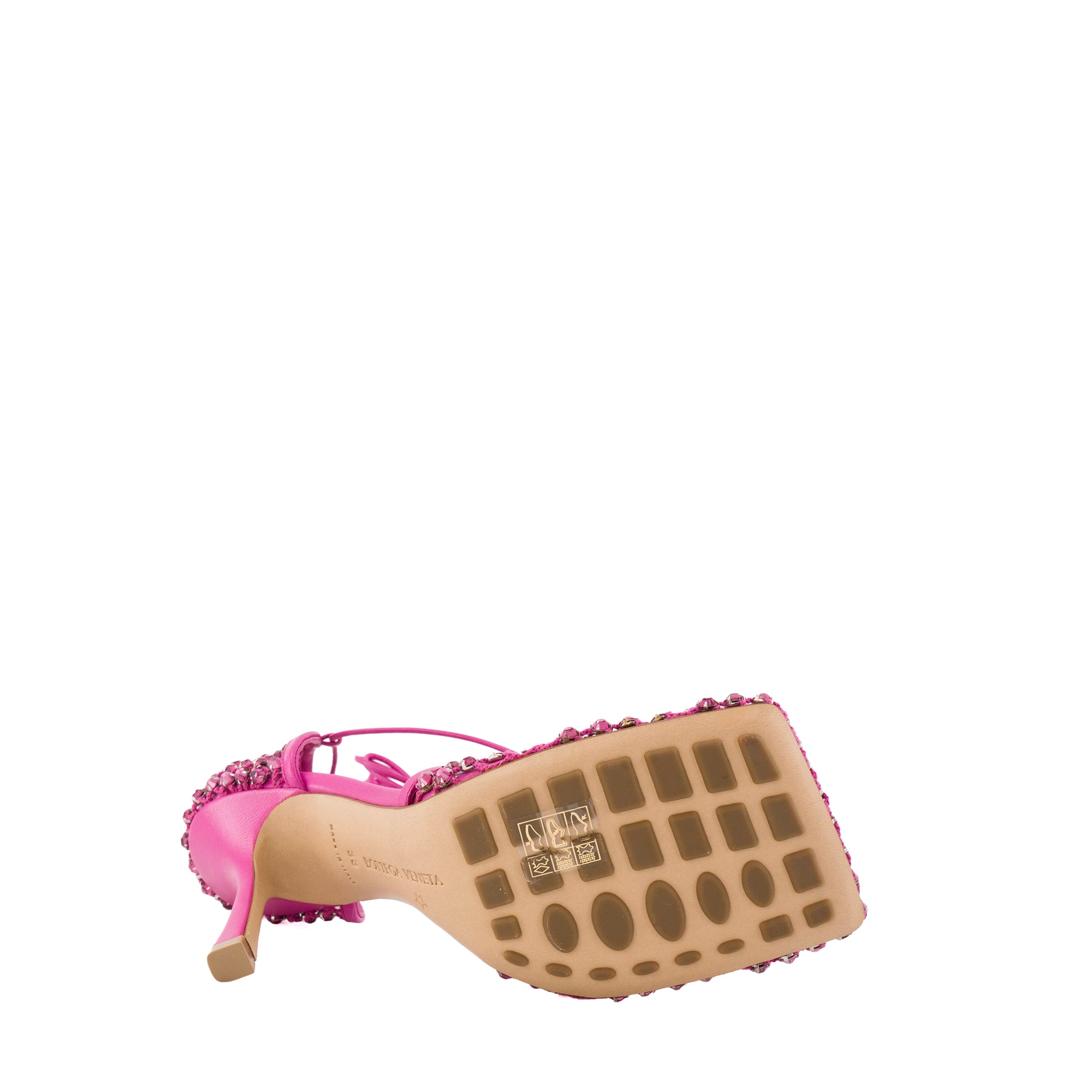 BOTTEGA VENETA - Escarpins Sparkle Stretch Hollyhock Bottega Veneta en corde rose et strass (T38)