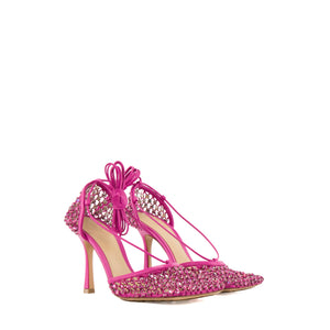 BOTTEGA VENETA - Escarpins Sparkle Stretch Hollyhock Bottega Veneta en corde rose et strass (T38)