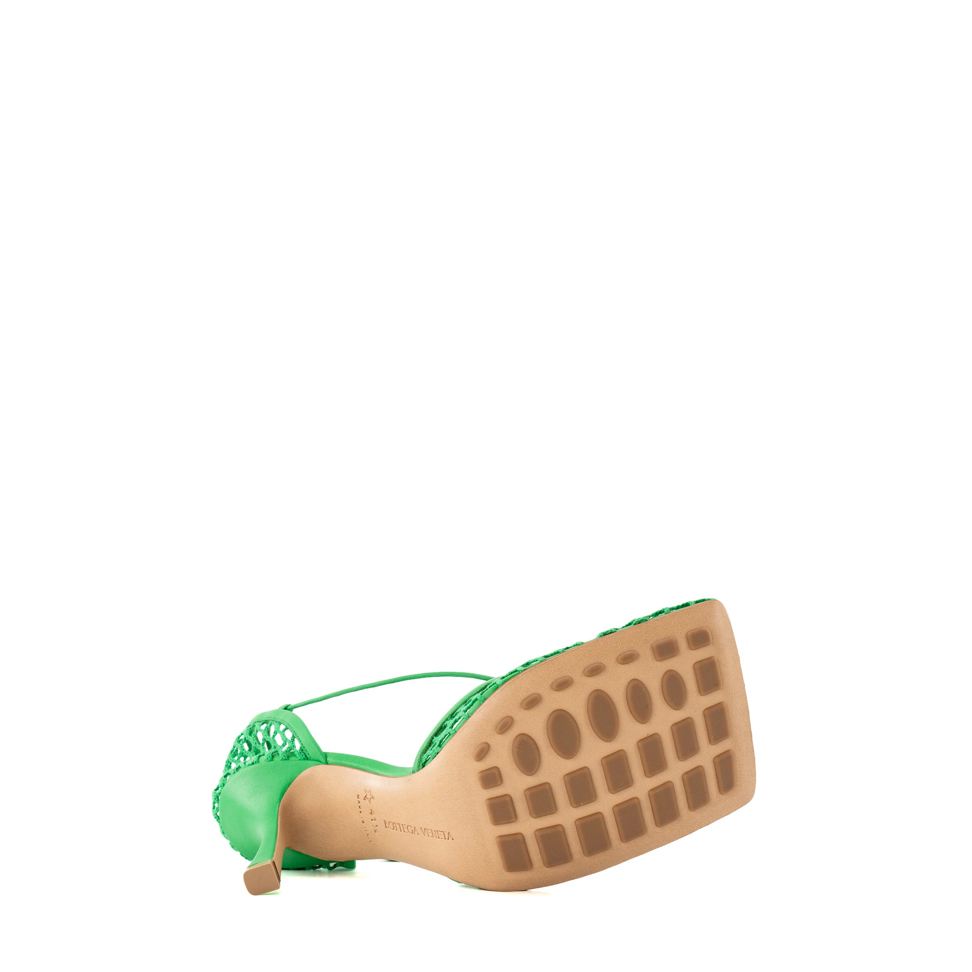 BOTTEGA VENETA - Green Stretch Lace-up Heeled Sandals