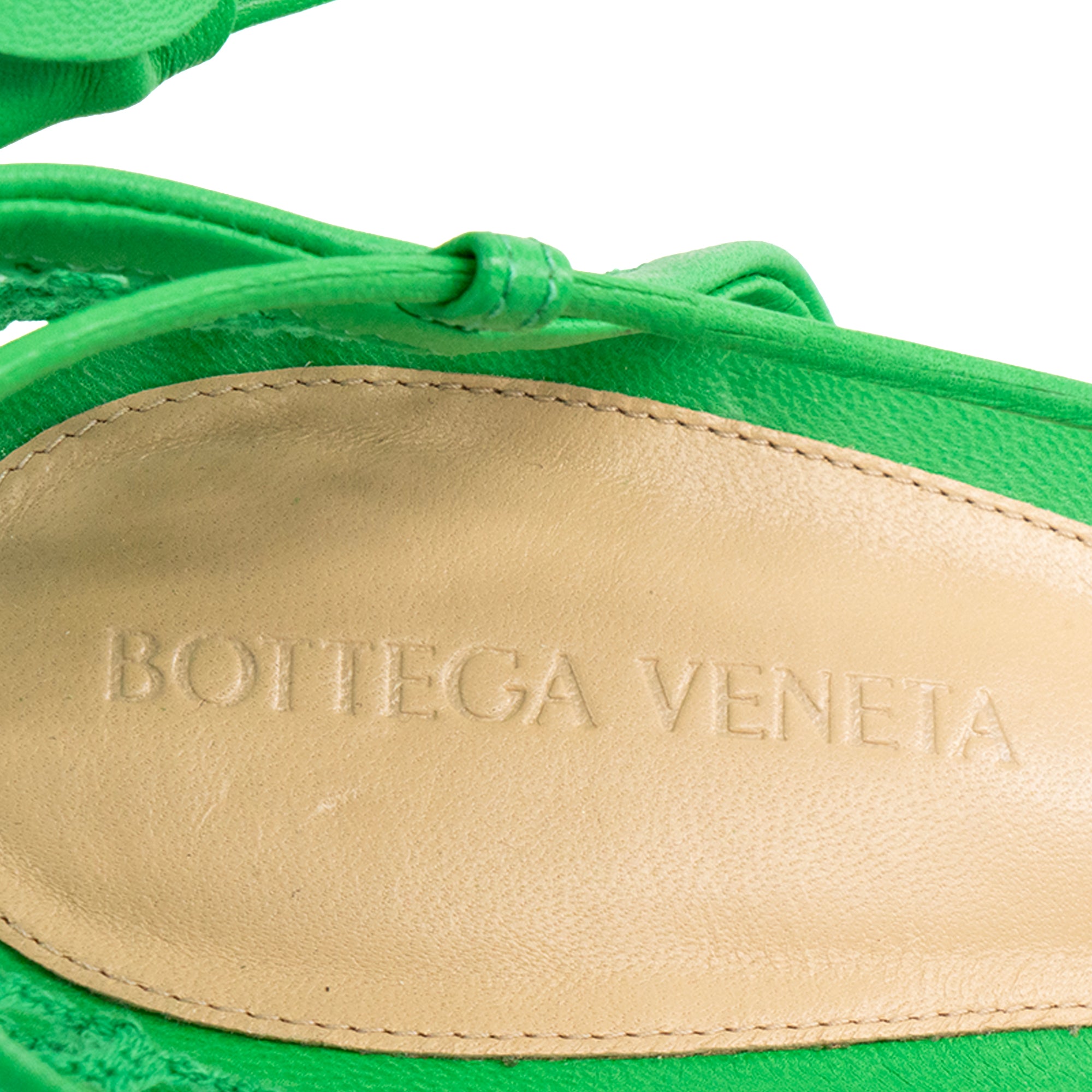 BOTTEGA VENETA - Green Stretch Lace-up Heeled Sandals