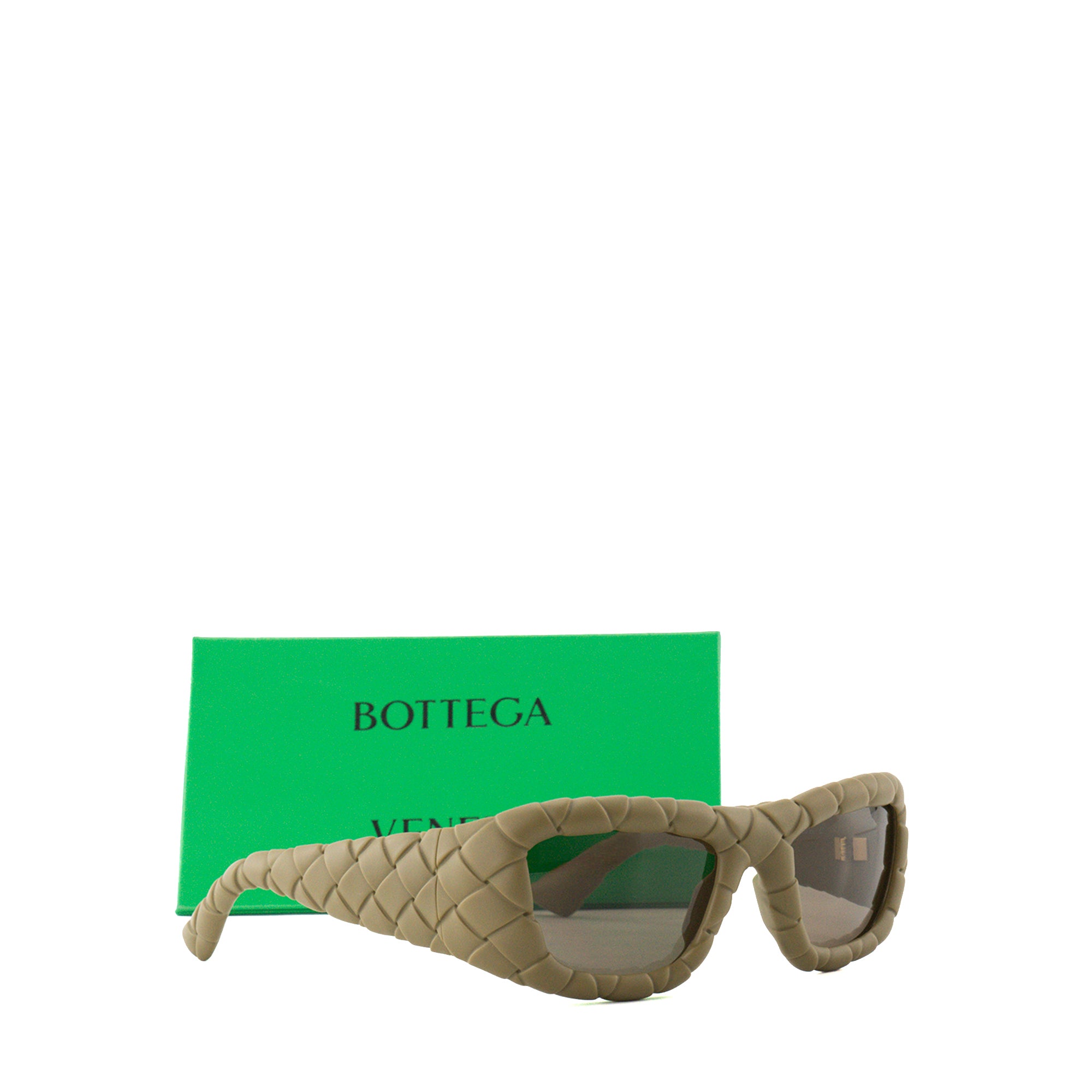 BOTTEGA VENETA - Lunettes de soleil Intrecciato Bottega Veneta en plastique kaki