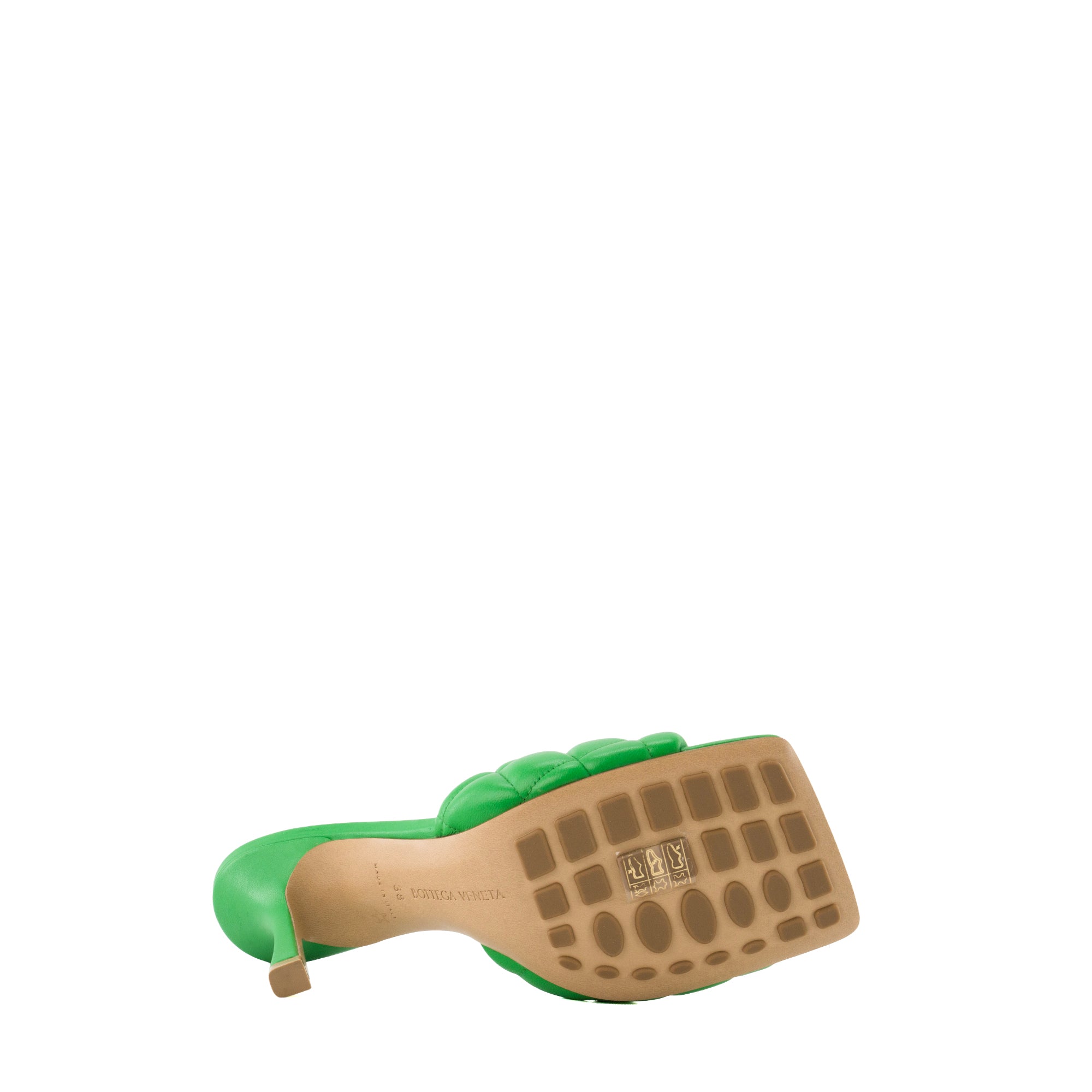 BOTTEGA VENETA - Mules à talon Padded Parakeet Bottega Veneta en cuir vert (T38)
