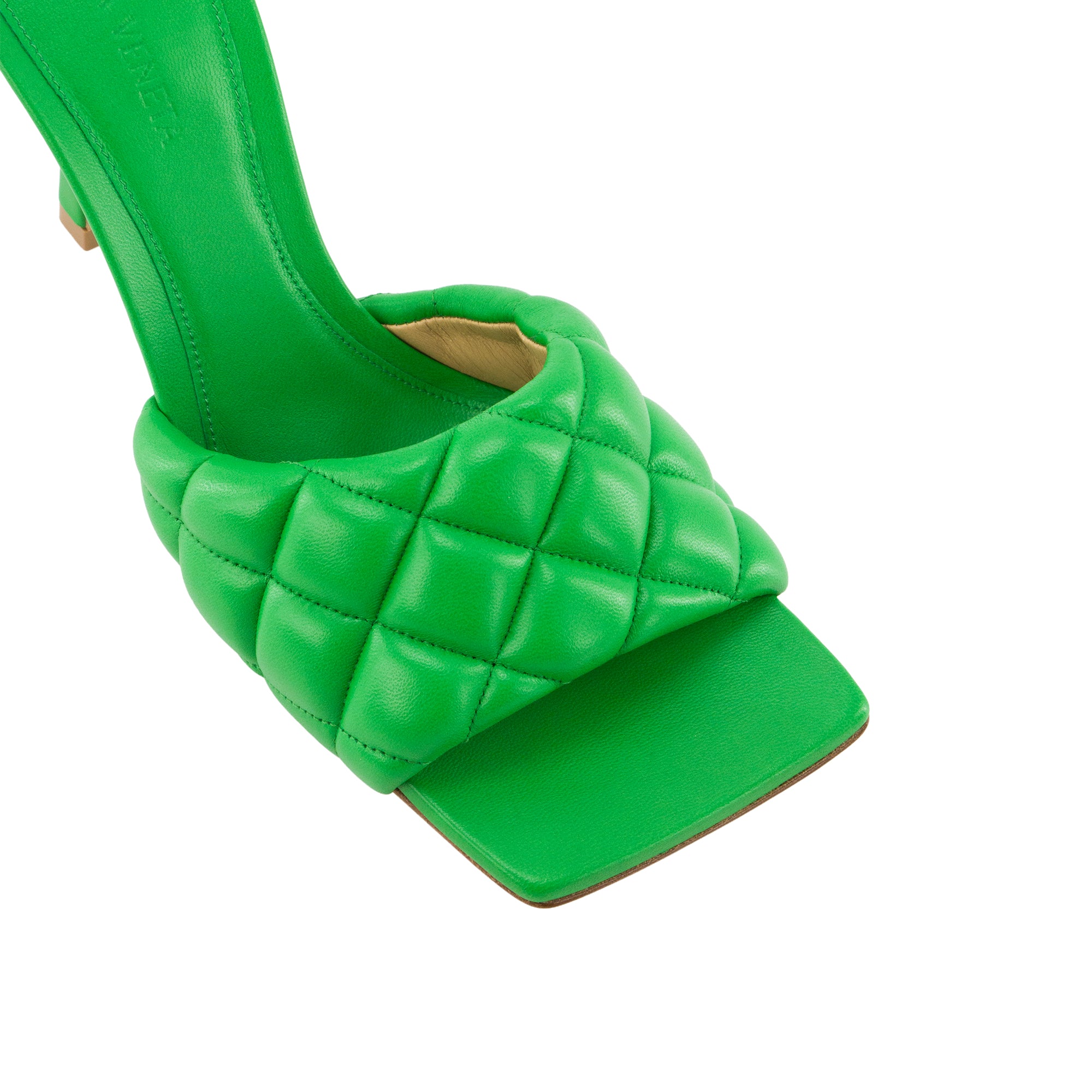 BOTTEGA VENETA - Mules à talon Padded Parakeet Bottega Veneta en cuir vert (T38)