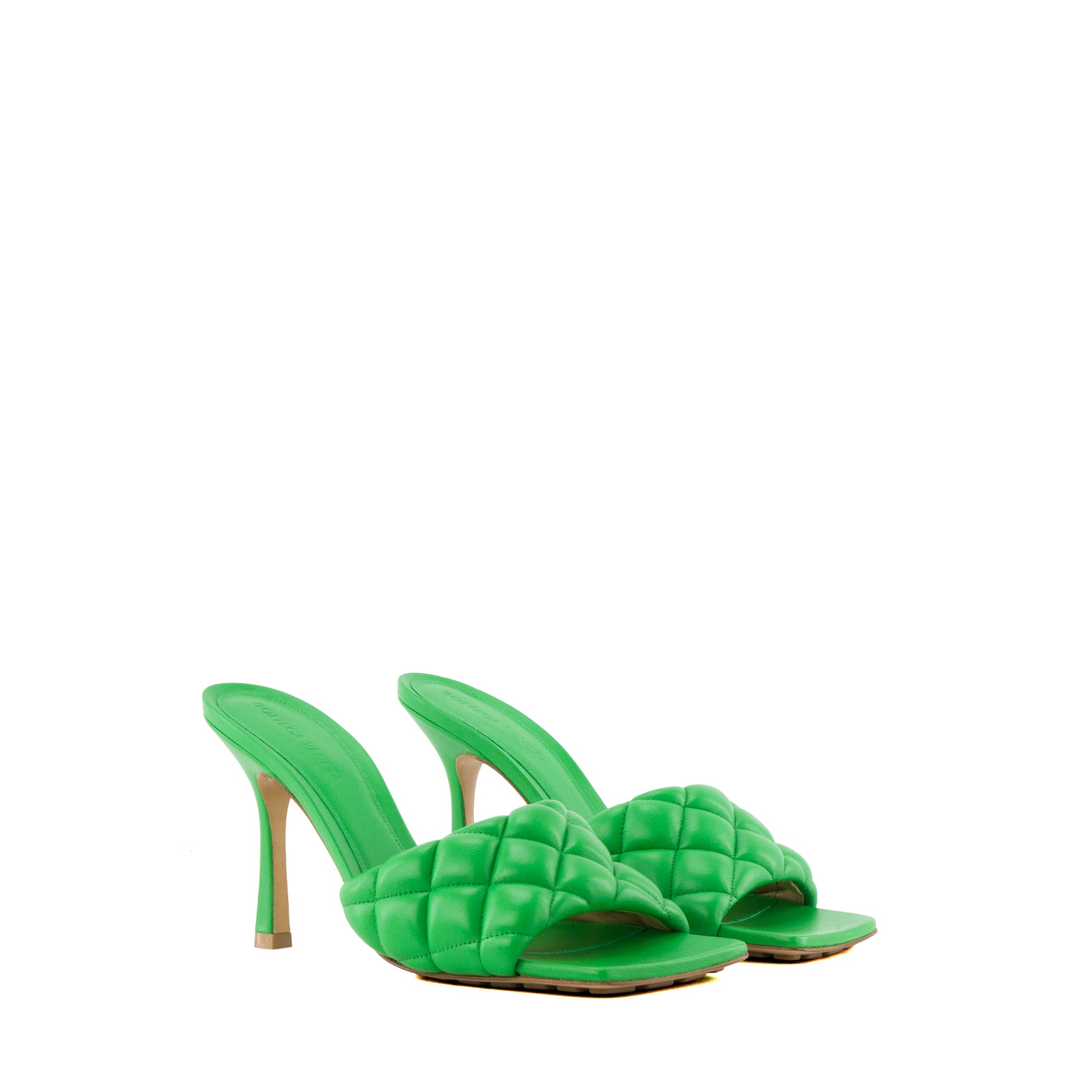 BOTTEGA VENETA - Mules à talon Padded Parakeet Bottega Veneta en cuir vert (T38)