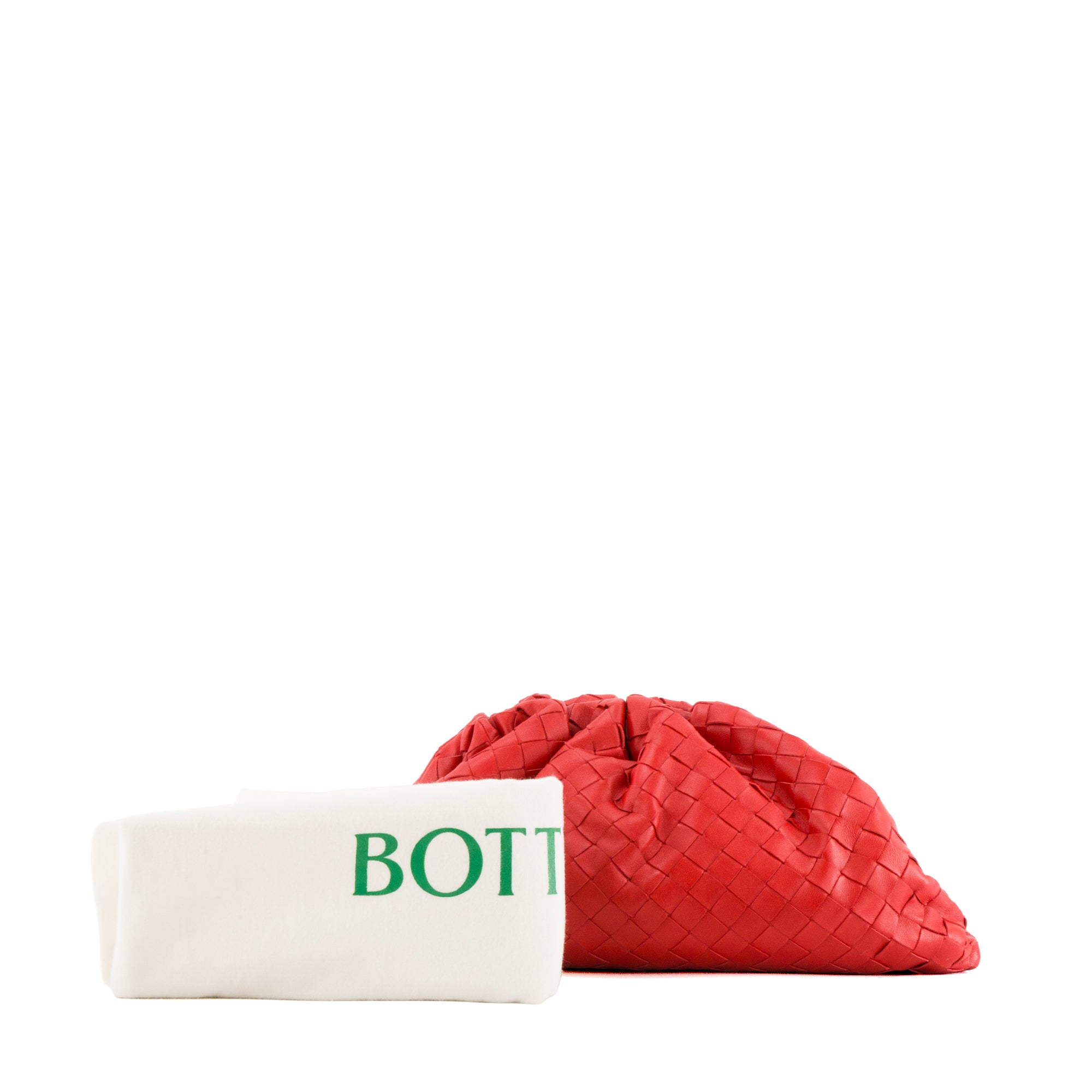 BOTTEGA VENETA - Pochette Pouch Bottega Veneta en cuir intrecciato rouge