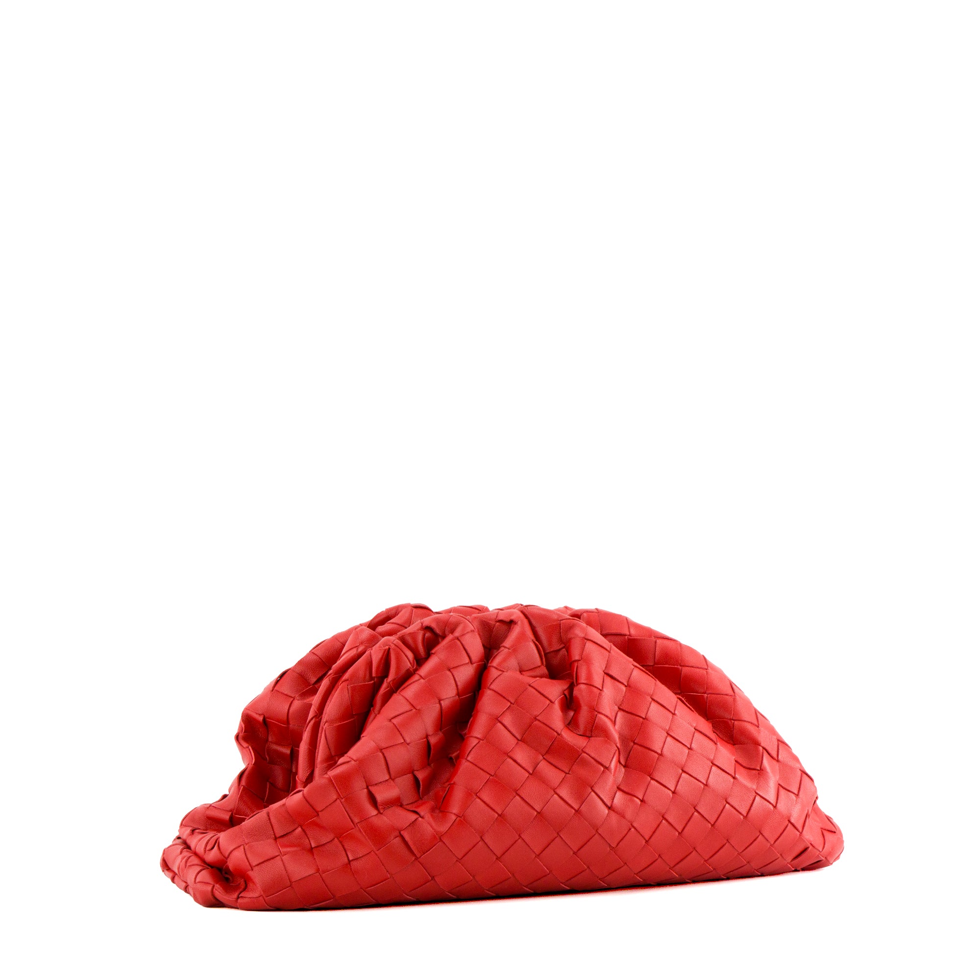 BOTTEGA VENETA - Pochette Pouch Bottega Veneta en cuir intrecciato rouge