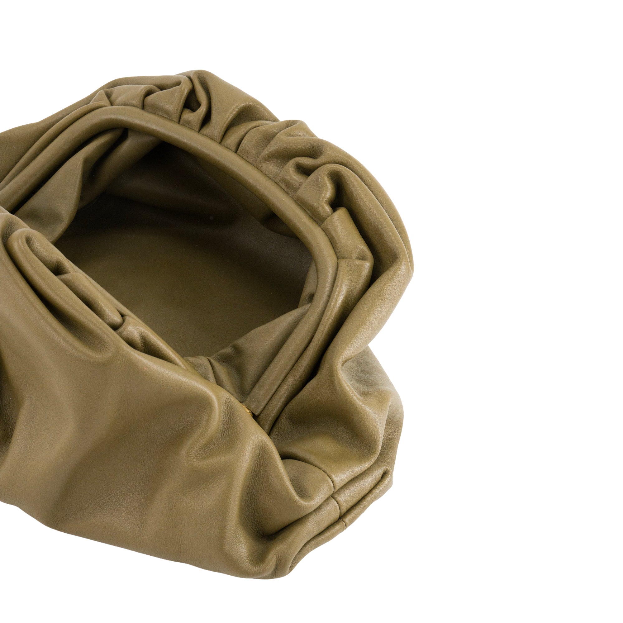 BOTTEGA VENETA - Pochette Pouch Bottega Veneta en cuir lisse kaki