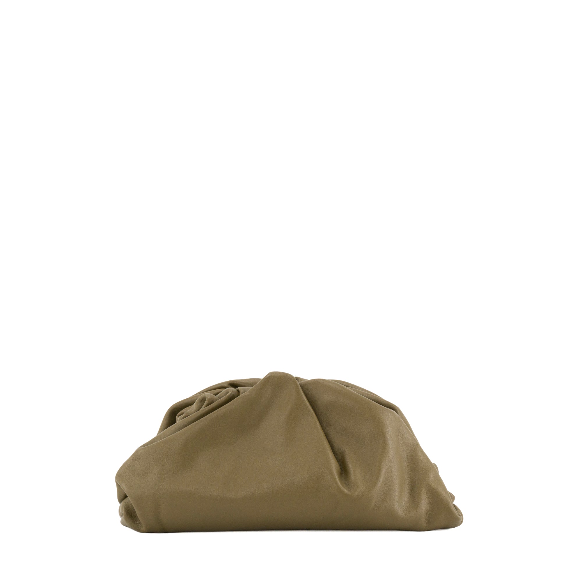 BOTTEGA VENETA - Pochette Pouch Bottega Veneta en cuir lisse kaki