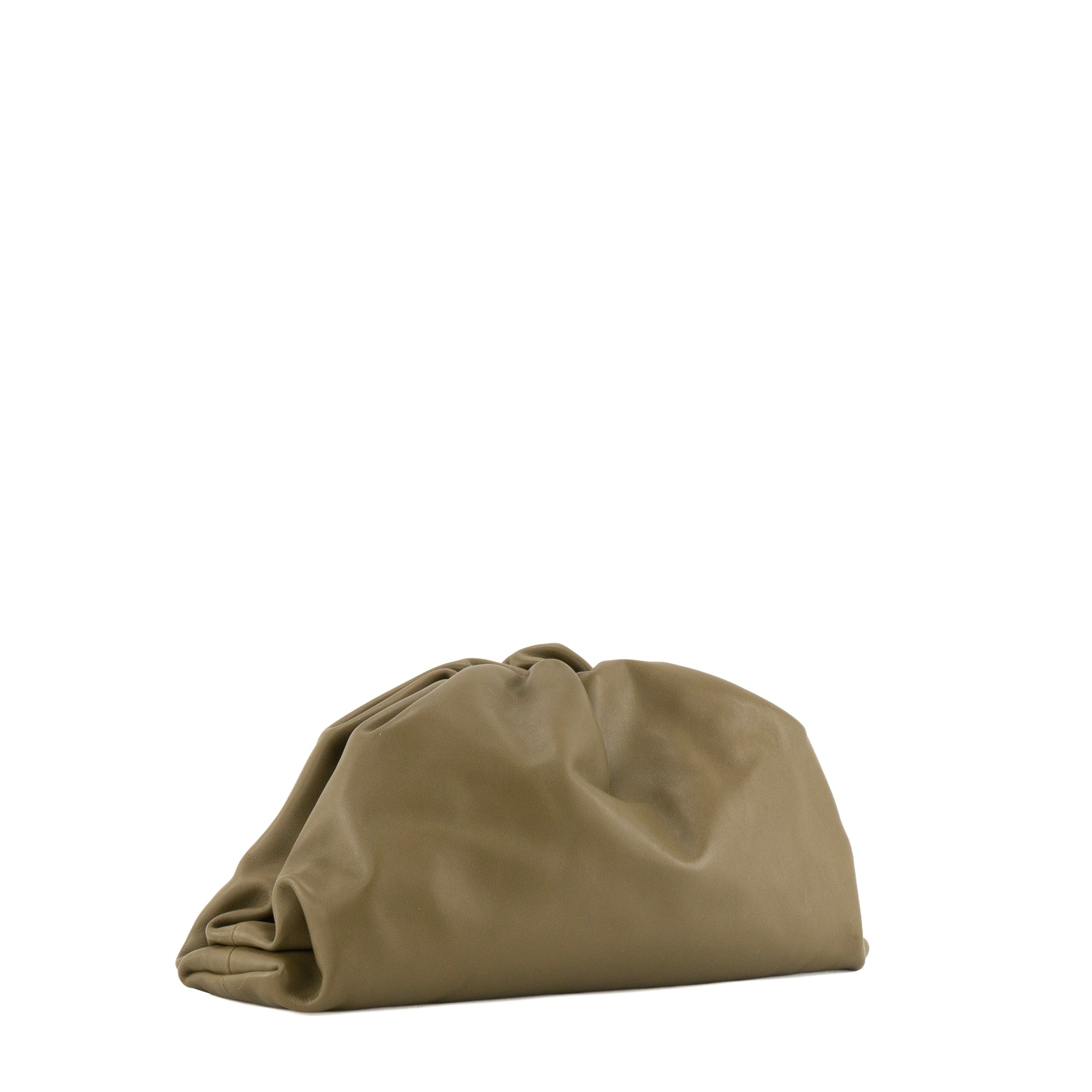 BOTTEGA VENETA - Pochette Pouch Bottega Veneta en cuir lisse kaki