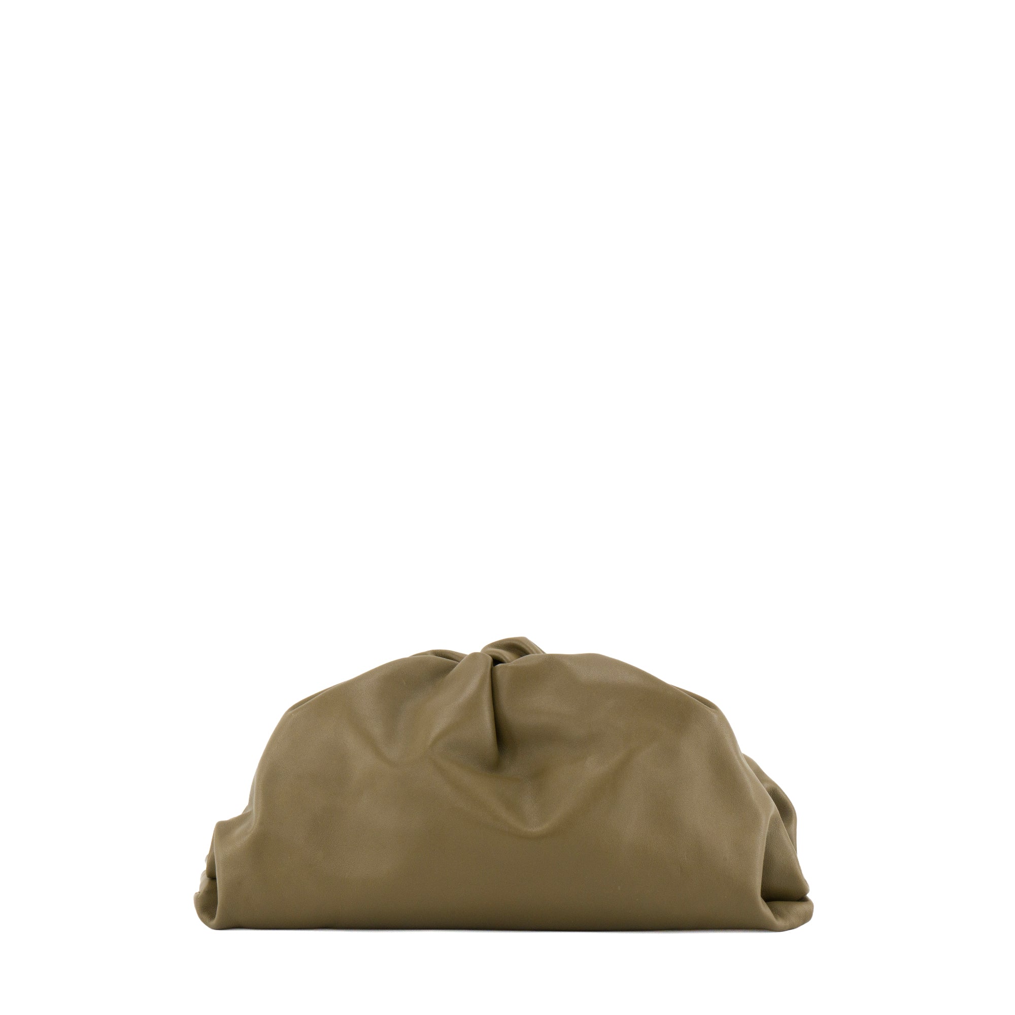 BOTTEGA VENETA - Pochette Pouch Bottega Veneta en cuir lisse kaki