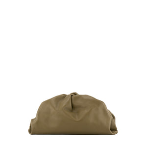 BOTTEGA VENETA - Pochette Pouch Bottega Veneta en cuir lisse kaki