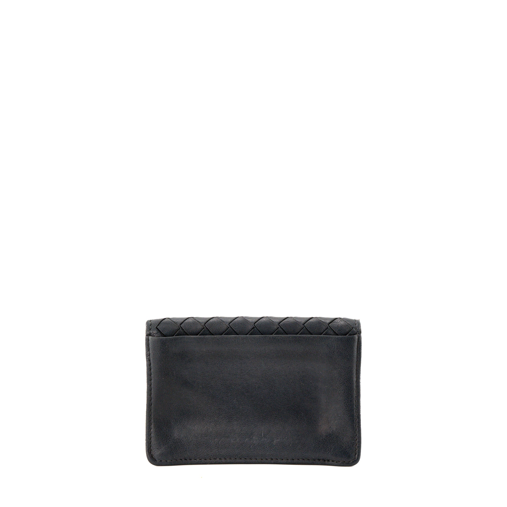 BOTTEGA VENETA - Porte cartes Bottega Veneta en cuir intrecciato bleu marine