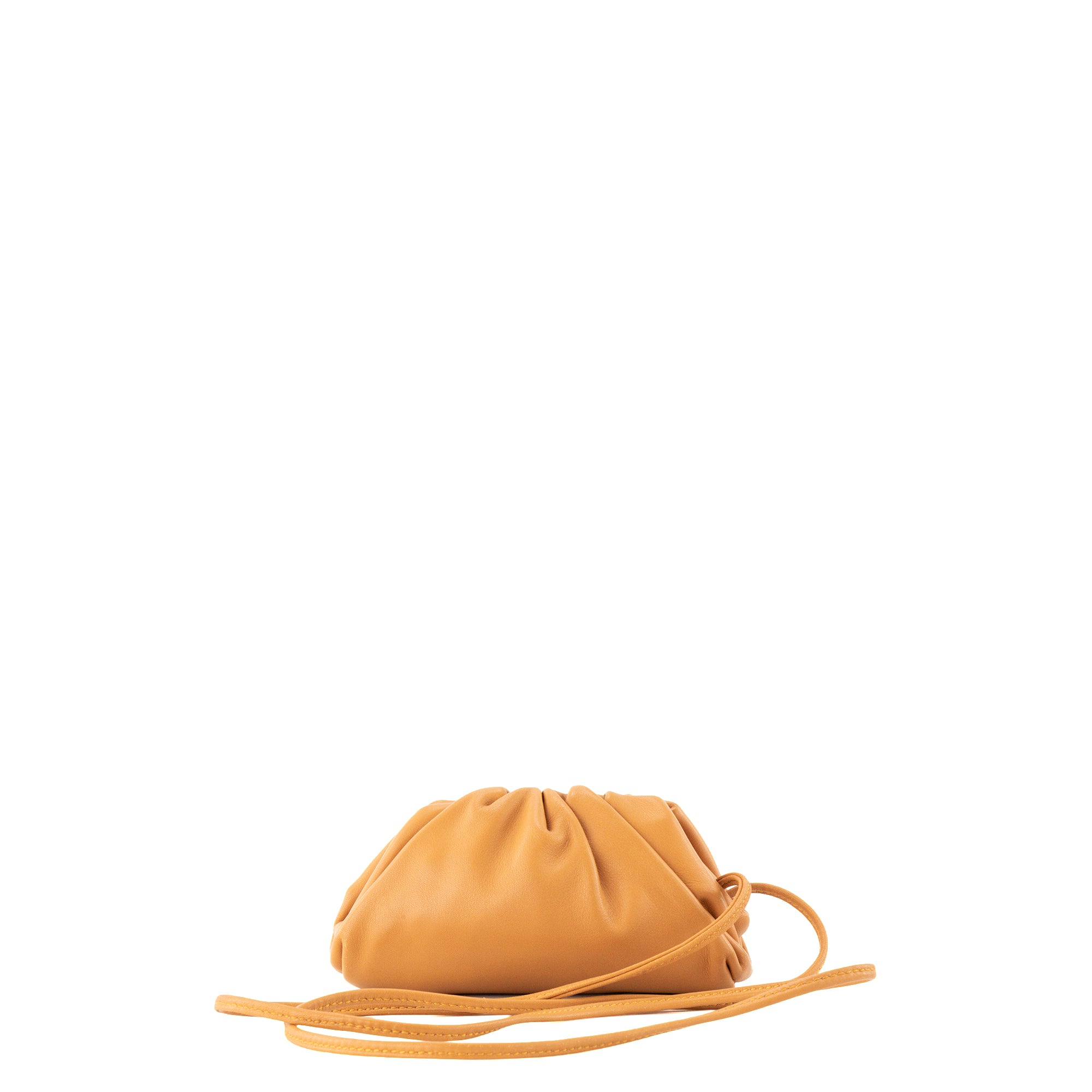 BOTTEGA VENETA - Pochette Pouch mini Bottega Veneta en cuir lisse marron