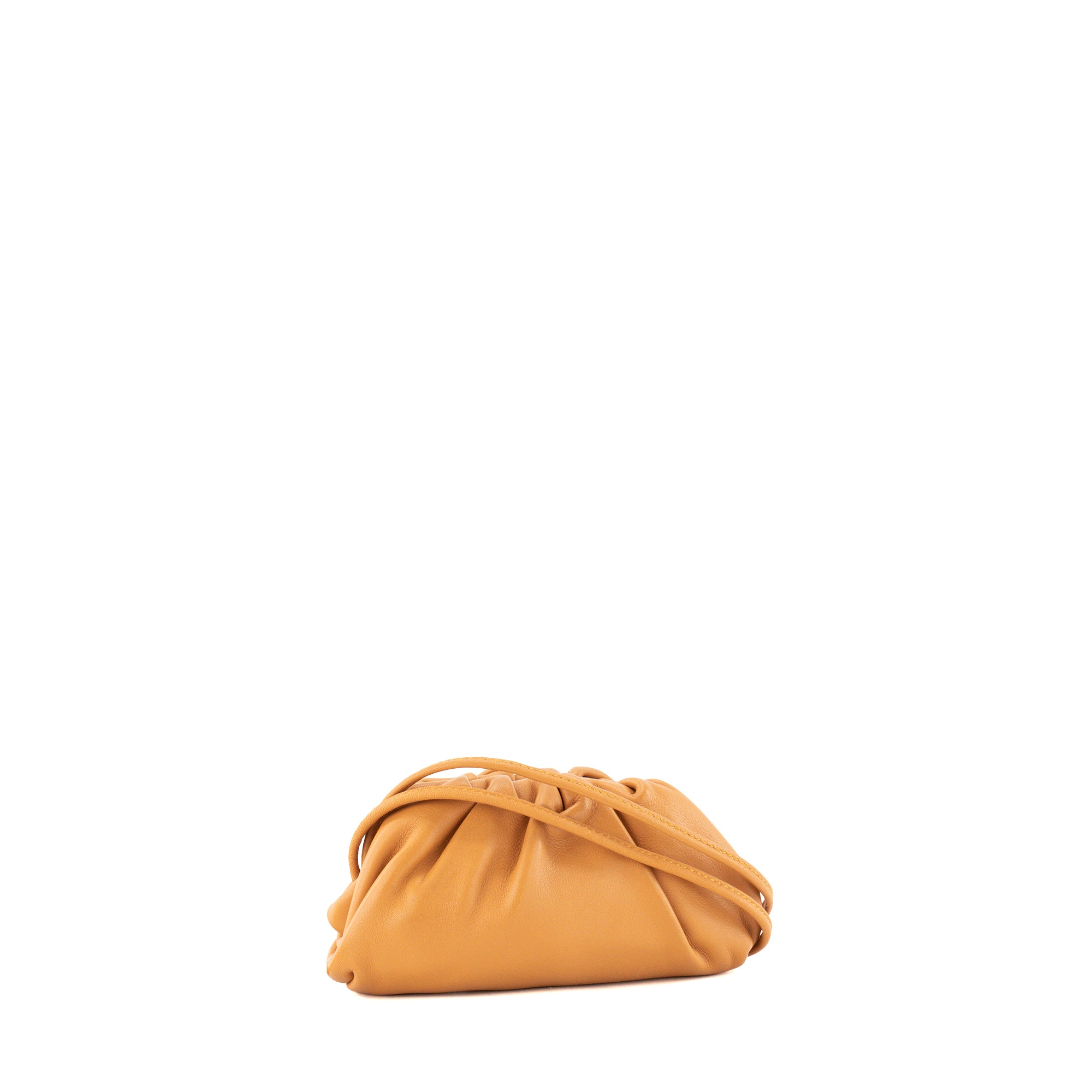BOTTEGA VENETA - Pochette Pouch mini Bottega Veneta en cuir lisse marron