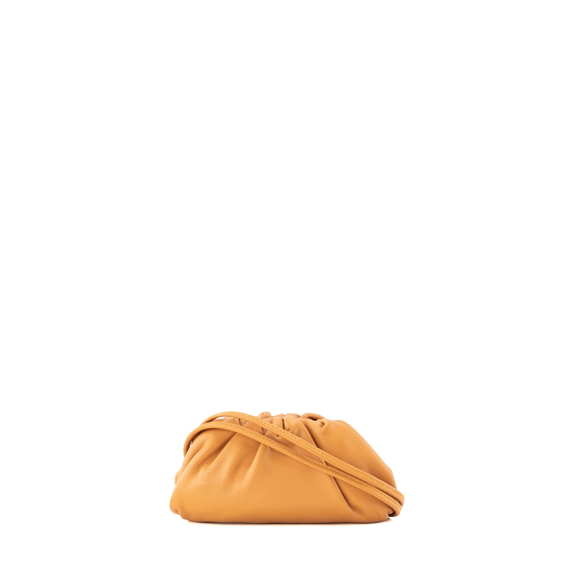 BOTTEGA VENETA - Pochette Pouch mini Bottega Veneta en cuir lisse marron