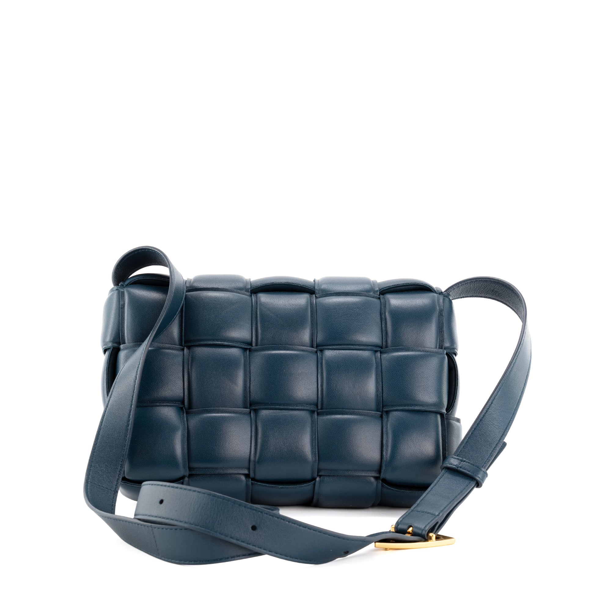 BOTTEGA VENETA - Sac à bandoulière Padded Cassette Bottega Veneta en cuir bleu marine
