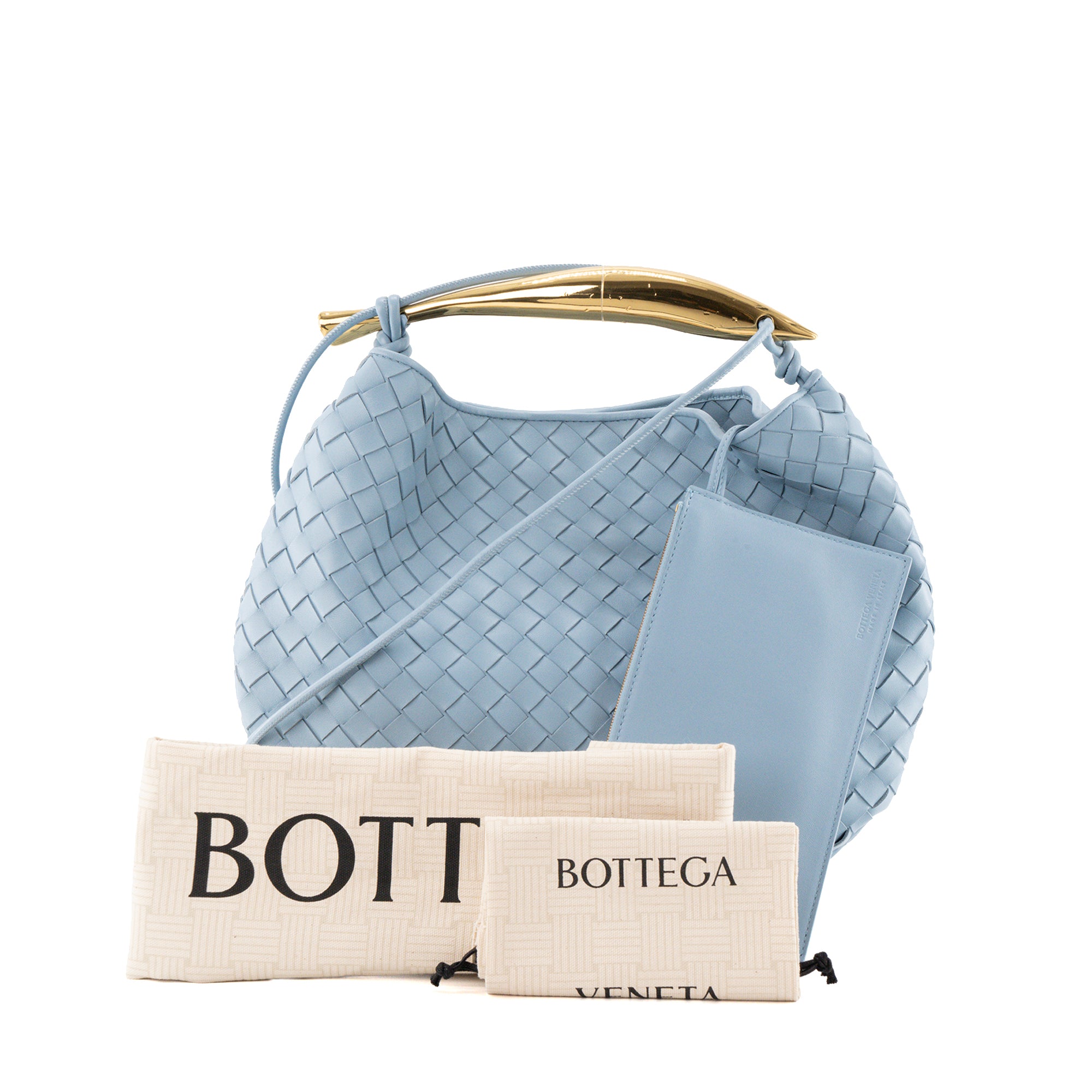 BOTTEGA VENETA - Sac à bandoulière Sardine Bottega Veneta en cuir intrecciato bleu