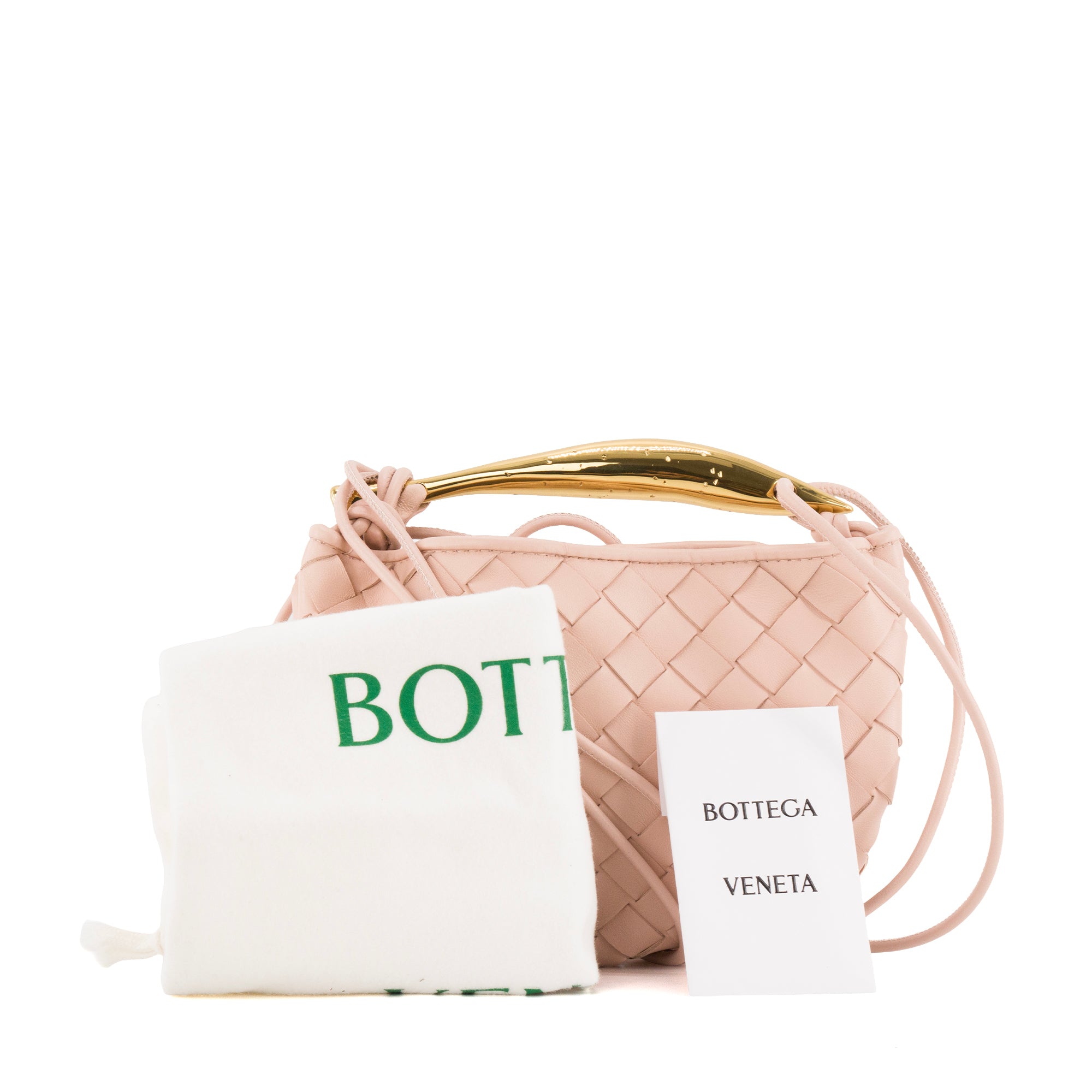 BOTTEGA VENETA - Sac à bandoulière Sardine Micro Bottega Veneta en cuir intrecciato rose