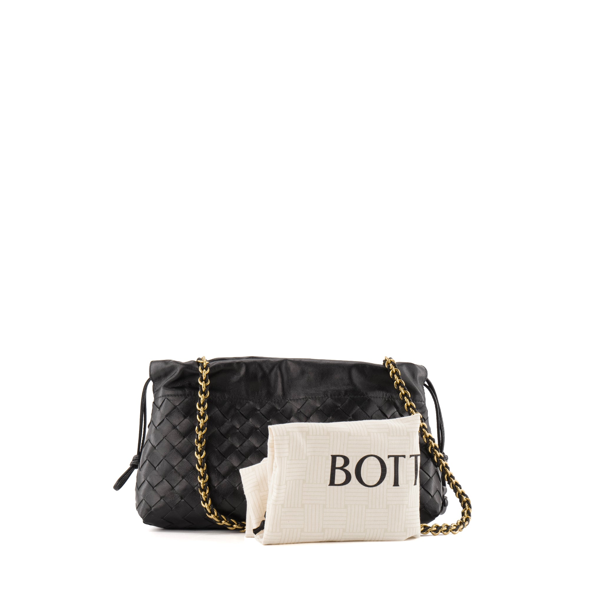 BOTTEGA VENETA - Sac à épaule Dustbag moyen Bottega Veneta en cuir intrecciato noir