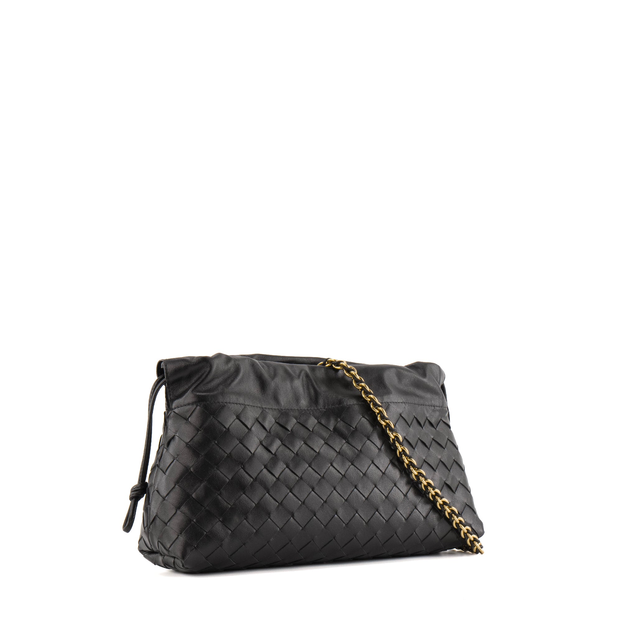 BOTTEGA VENETA - Sac à épaule Dustbag moyen Bottega Veneta en cuir intrecciato noir