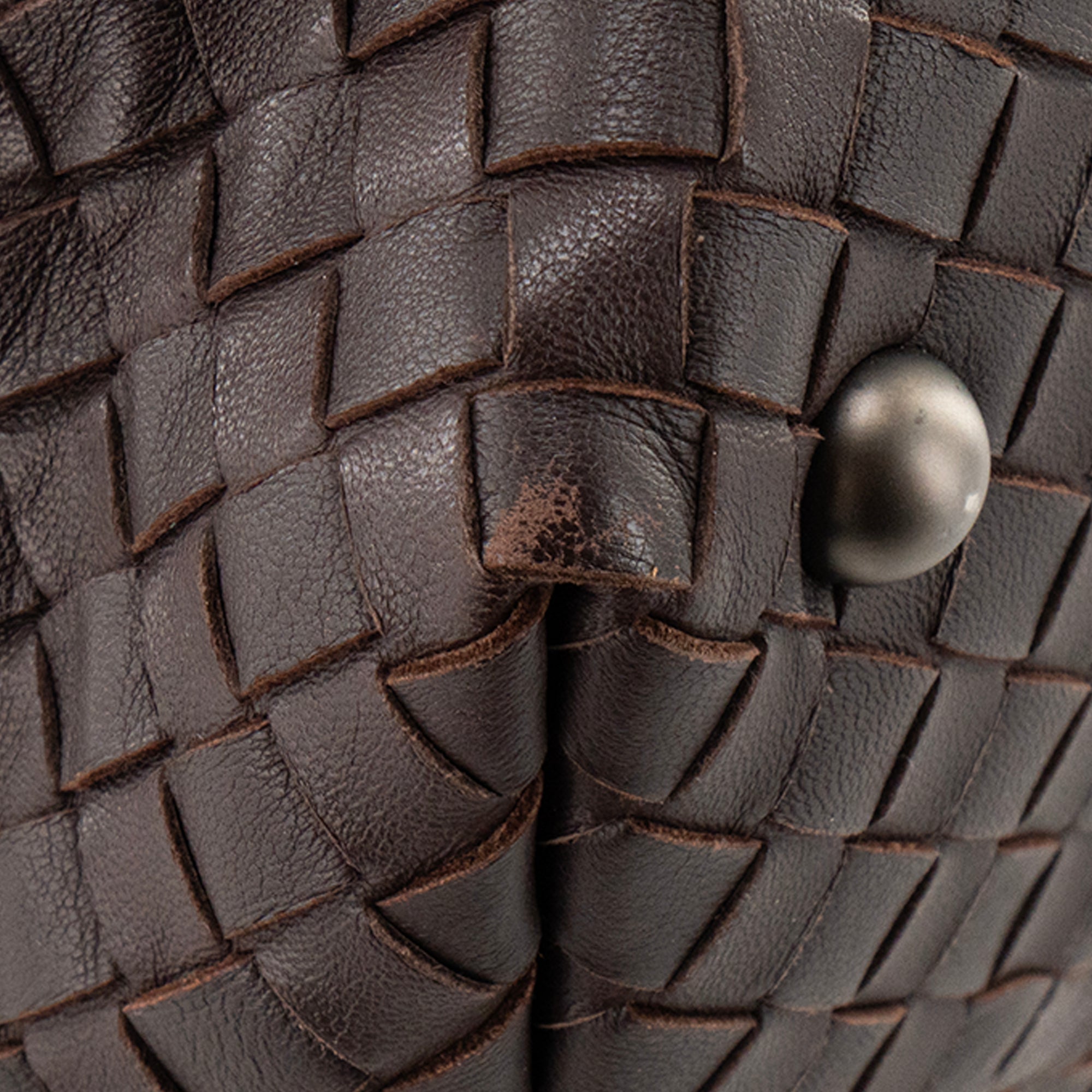 BOTTEGA VENETA - Sac à main Boston Bottega Veneta en cuir intrecciato marron