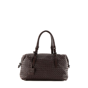 BOTTEGA VENETA - Sac à main Boston Bottega Veneta en cuir intrecciato marron