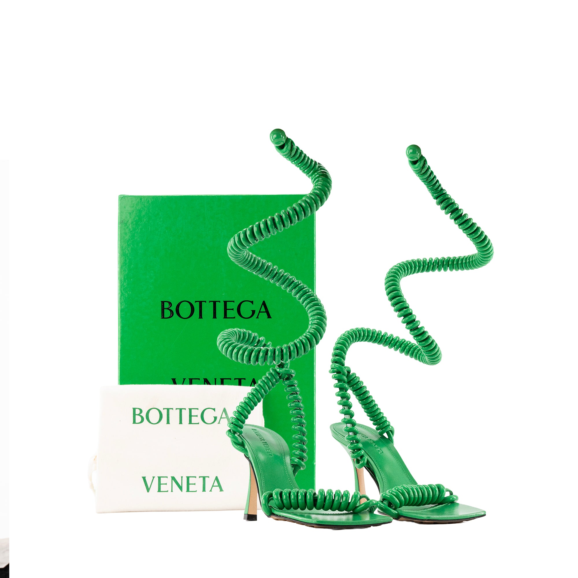 BOTTEGA VENETA - Sandales à talons Bottega Veneta en caoutchouc vert (T35)