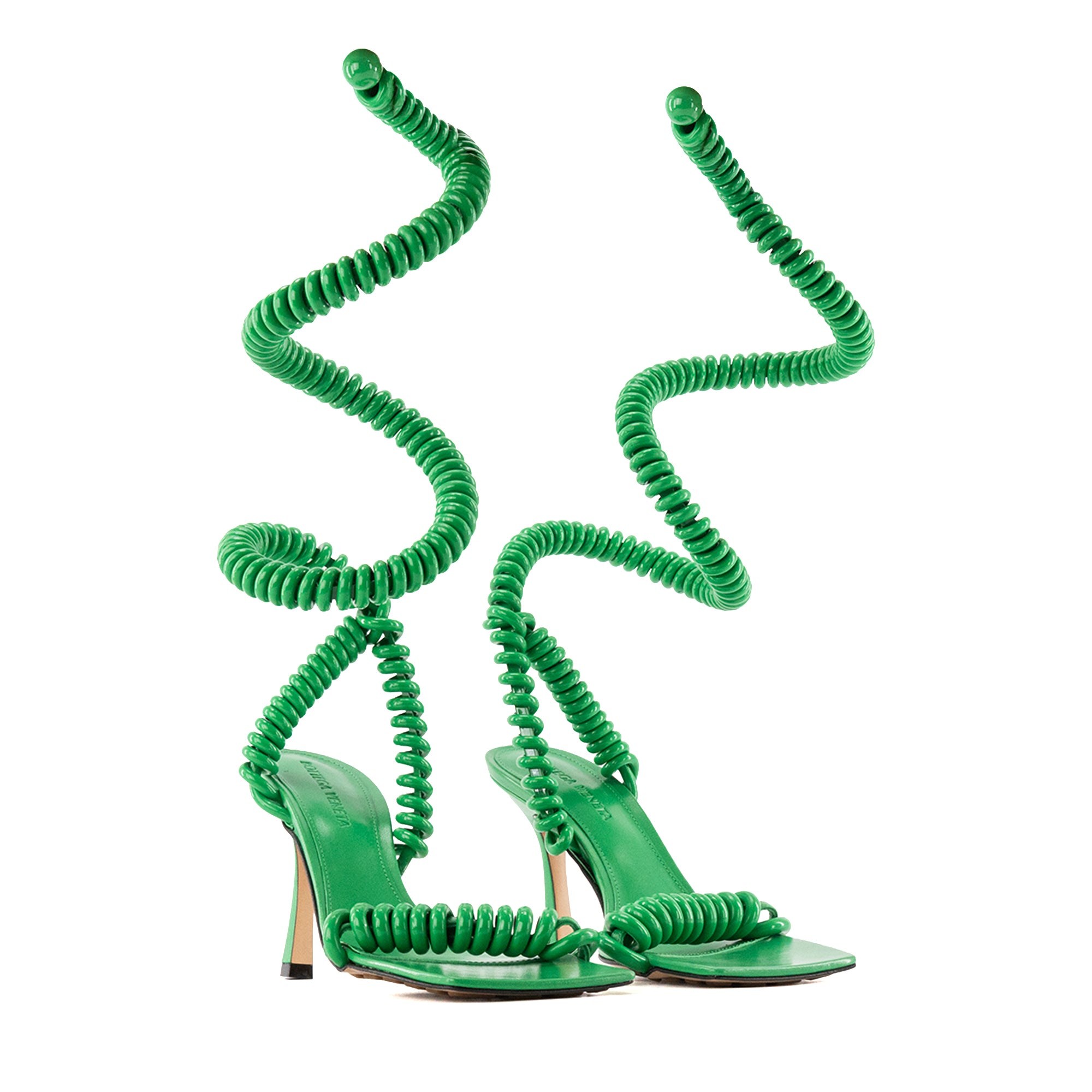 BOTTEGA VENETA - Sandales à talons Bottega Veneta en caoutchouc vert (T35)